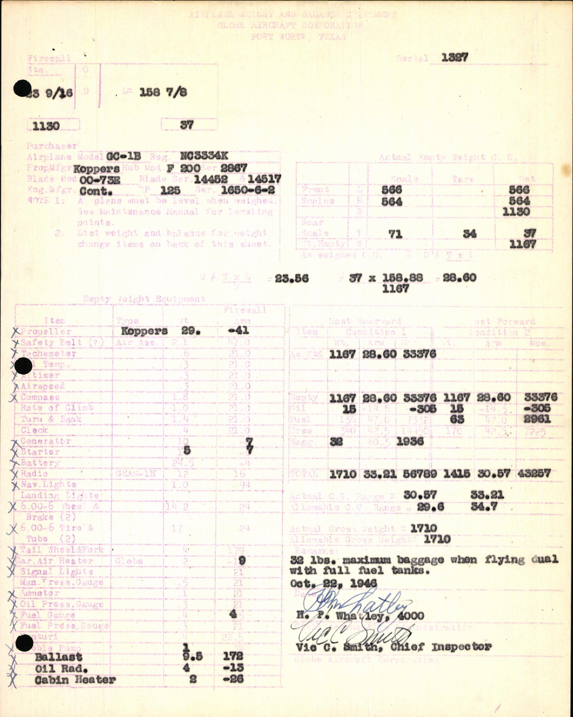Sample page 7 from AirCorps Library document: Technical Information for Serial Number 1327