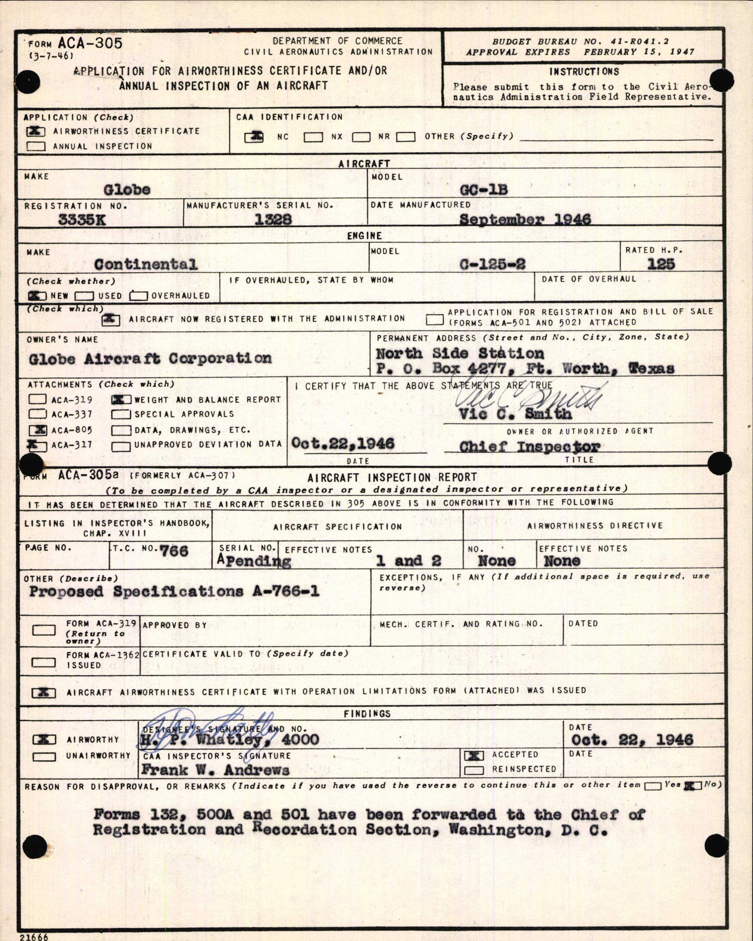 Sample page 3 from AirCorps Library document: Technical Information for Serial Number 1328