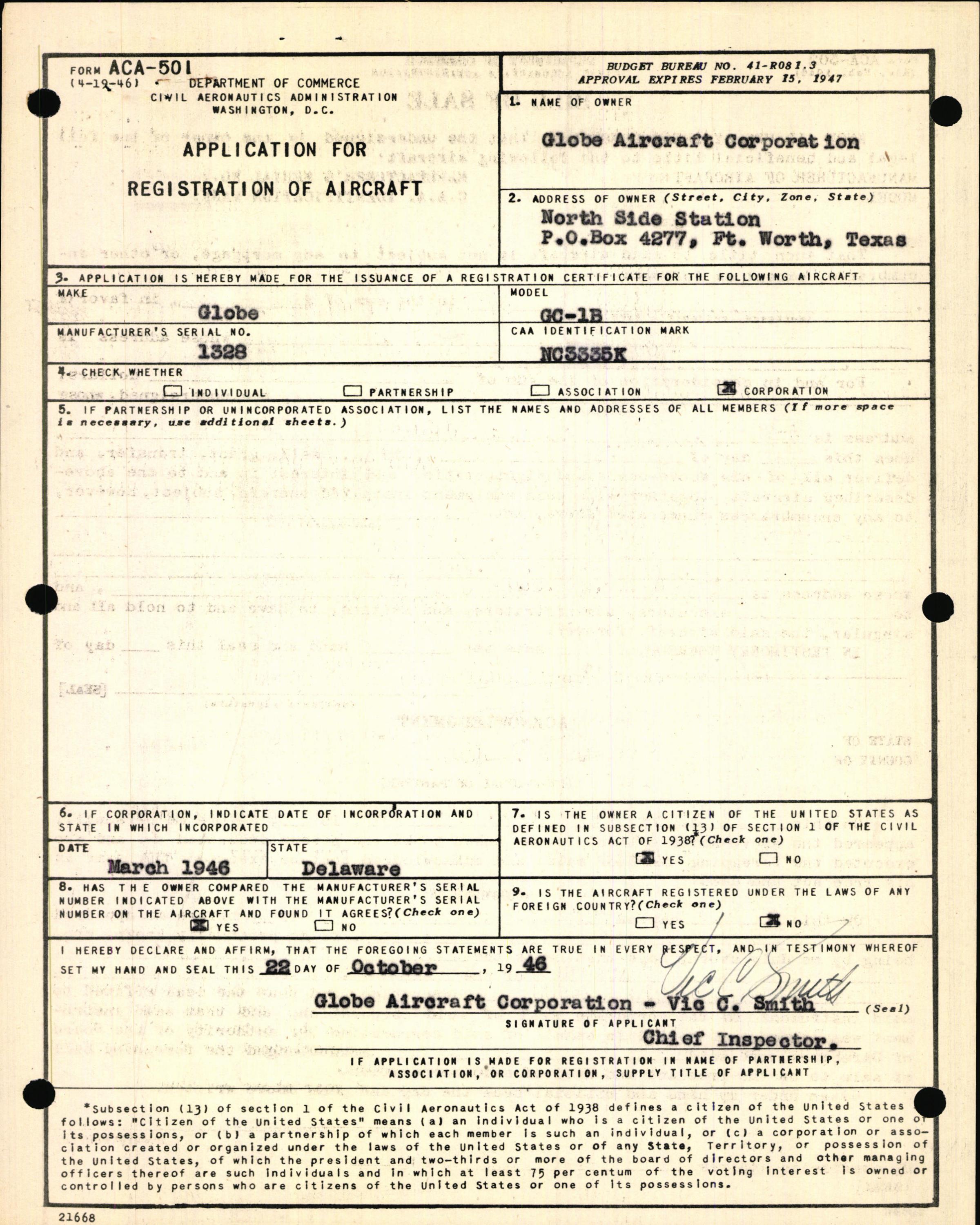 Sample page 5 from AirCorps Library document: Technical Information for Serial Number 1328