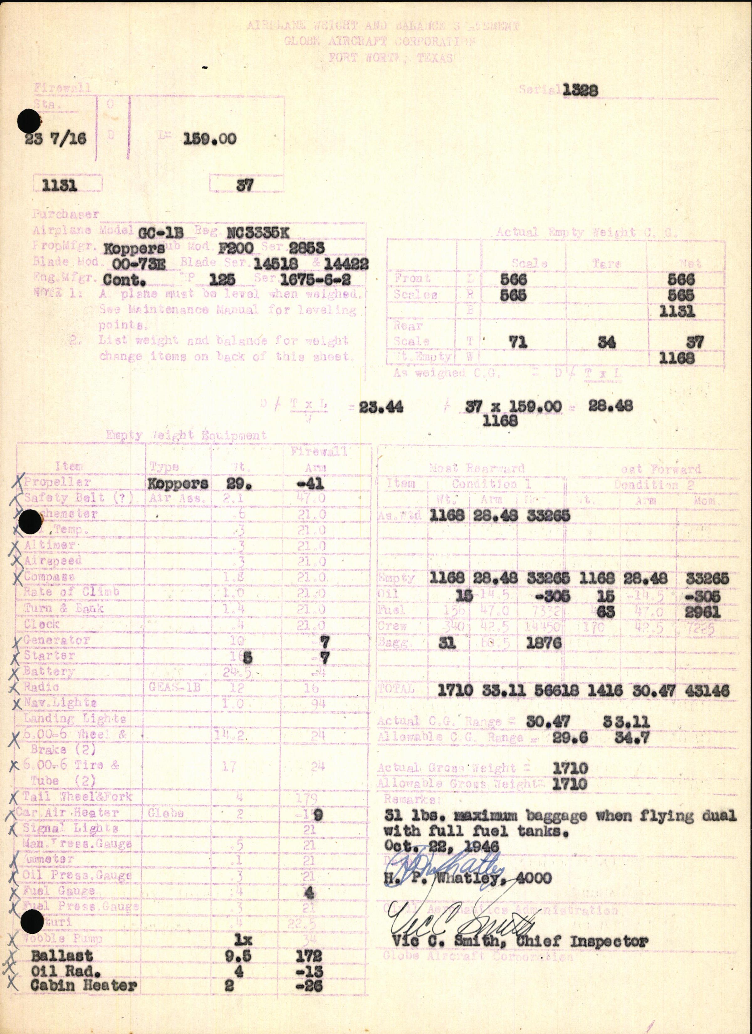 Sample page 7 from AirCorps Library document: Technical Information for Serial Number 1328