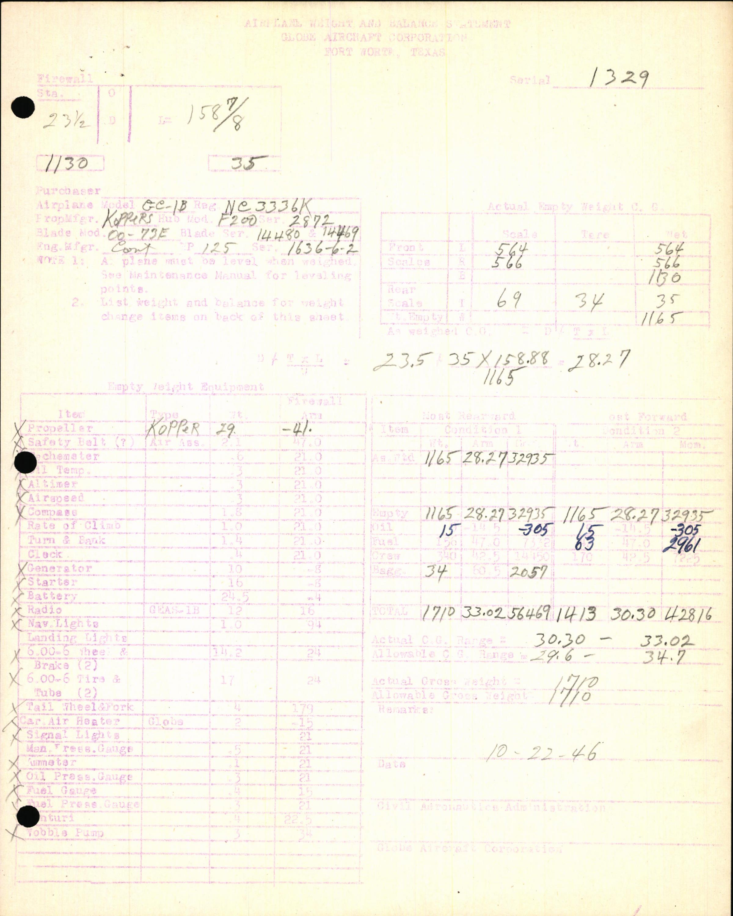 Sample page 7 from AirCorps Library document: Technical Information for Serial Number 1329
