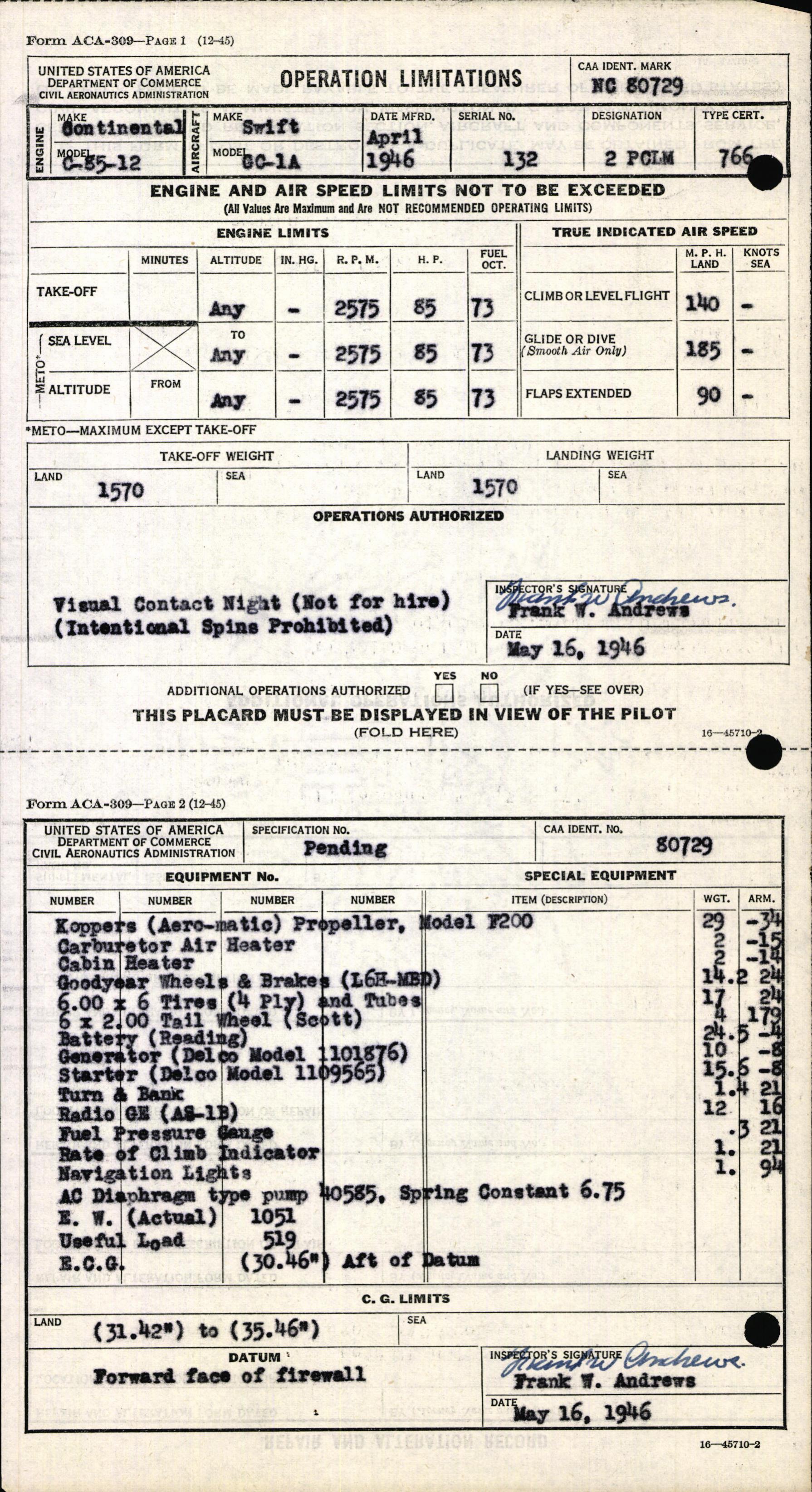 Sample page 3 from AirCorps Library document: Technical Information for Serial Number 132