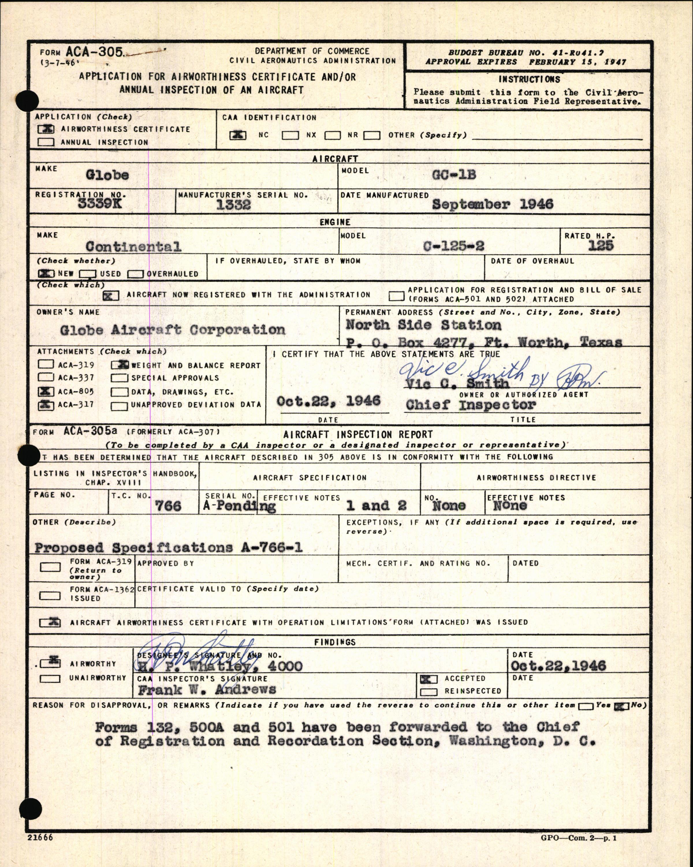 Sample page 3 from AirCorps Library document: Technical Information for Serial Number 1332