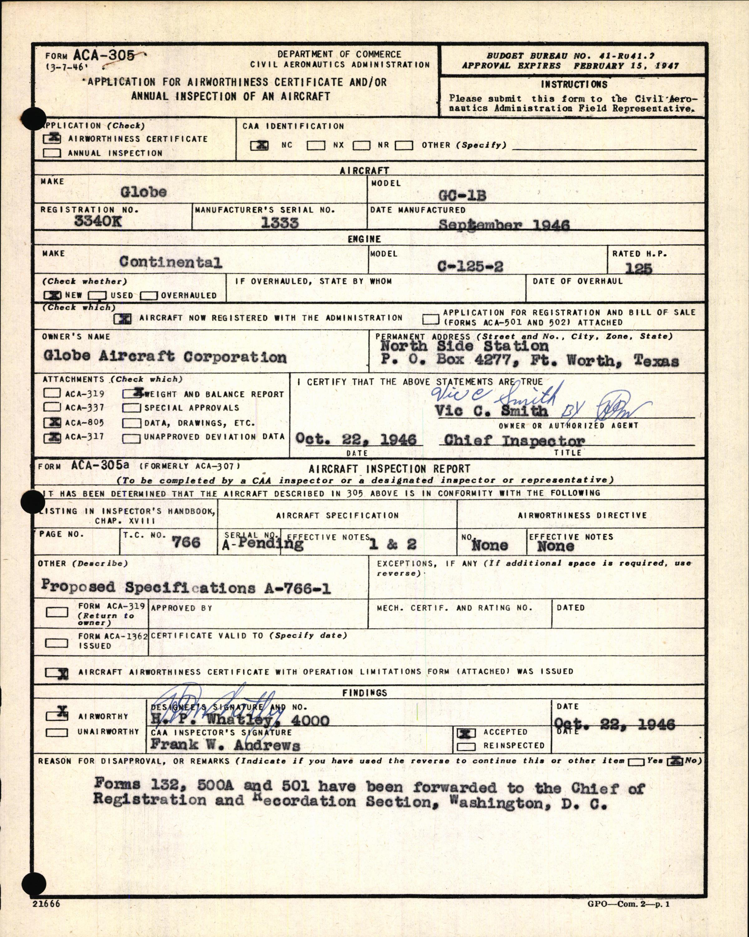 Sample page 3 from AirCorps Library document: Technical Information for Serial Number 1333