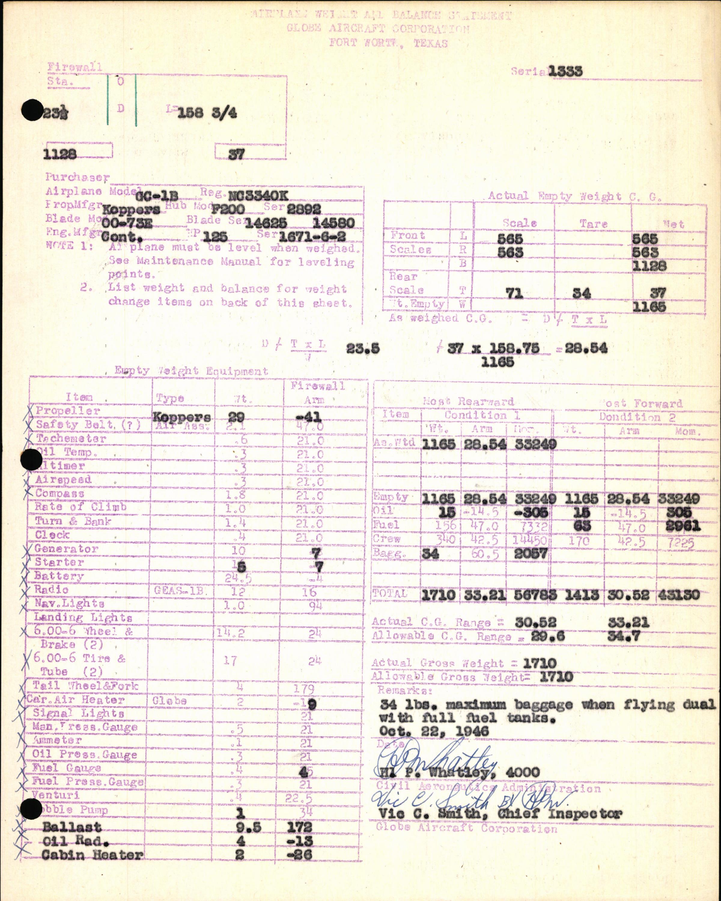 Sample page 7 from AirCorps Library document: Technical Information for Serial Number 1333