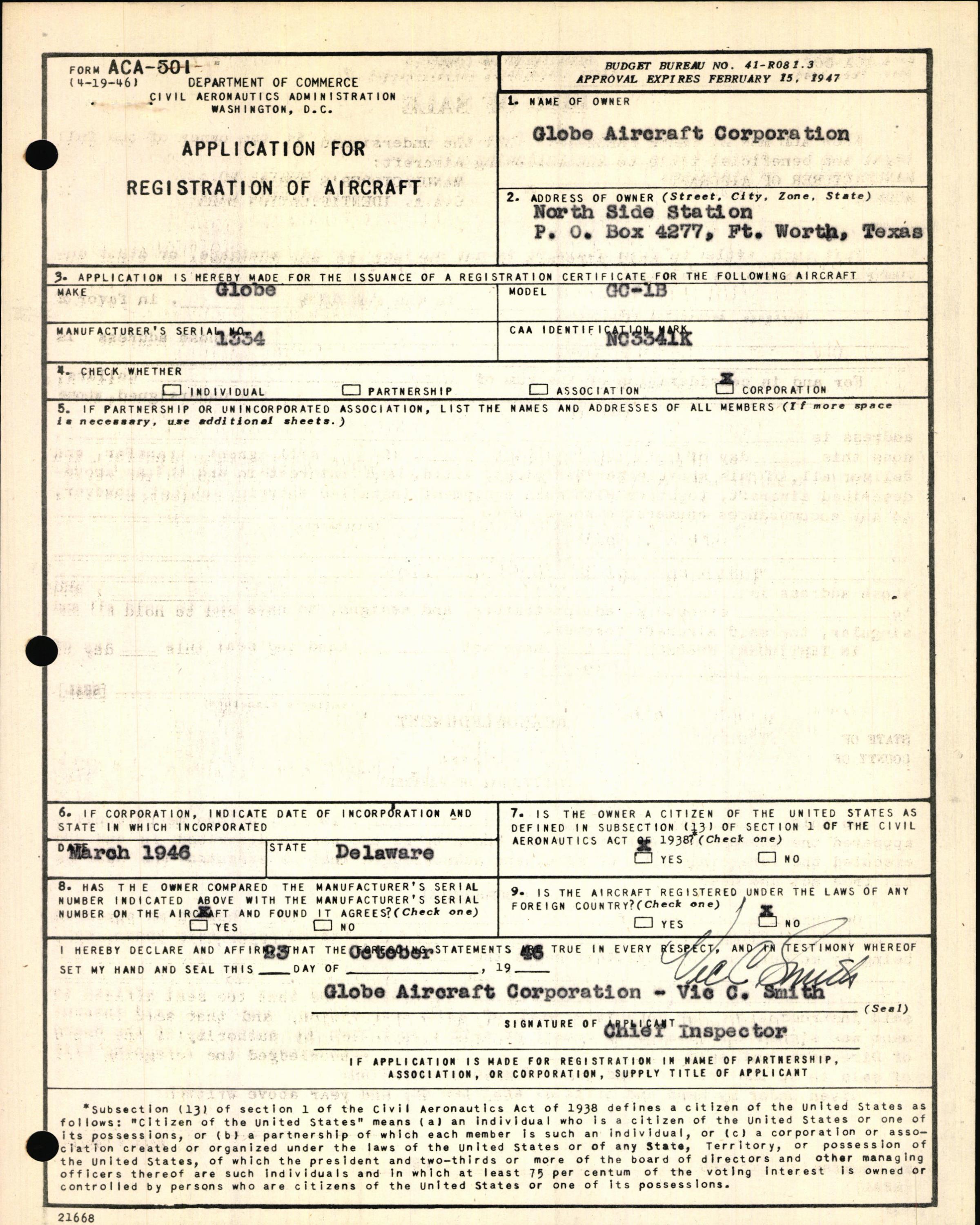Sample page 3 from AirCorps Library document: Technical Information for Serial Number 1334