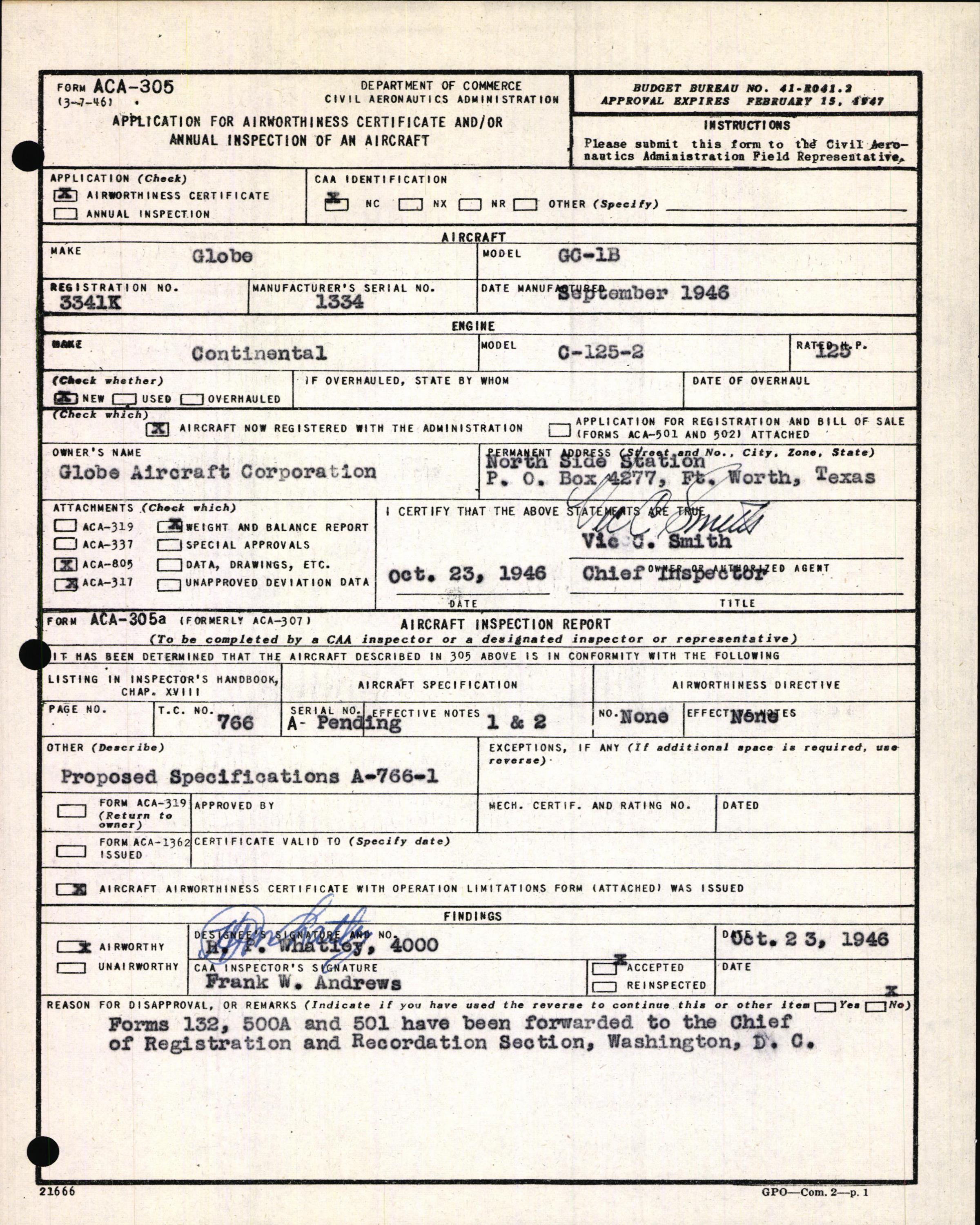 Sample page 5 from AirCorps Library document: Technical Information for Serial Number 1334