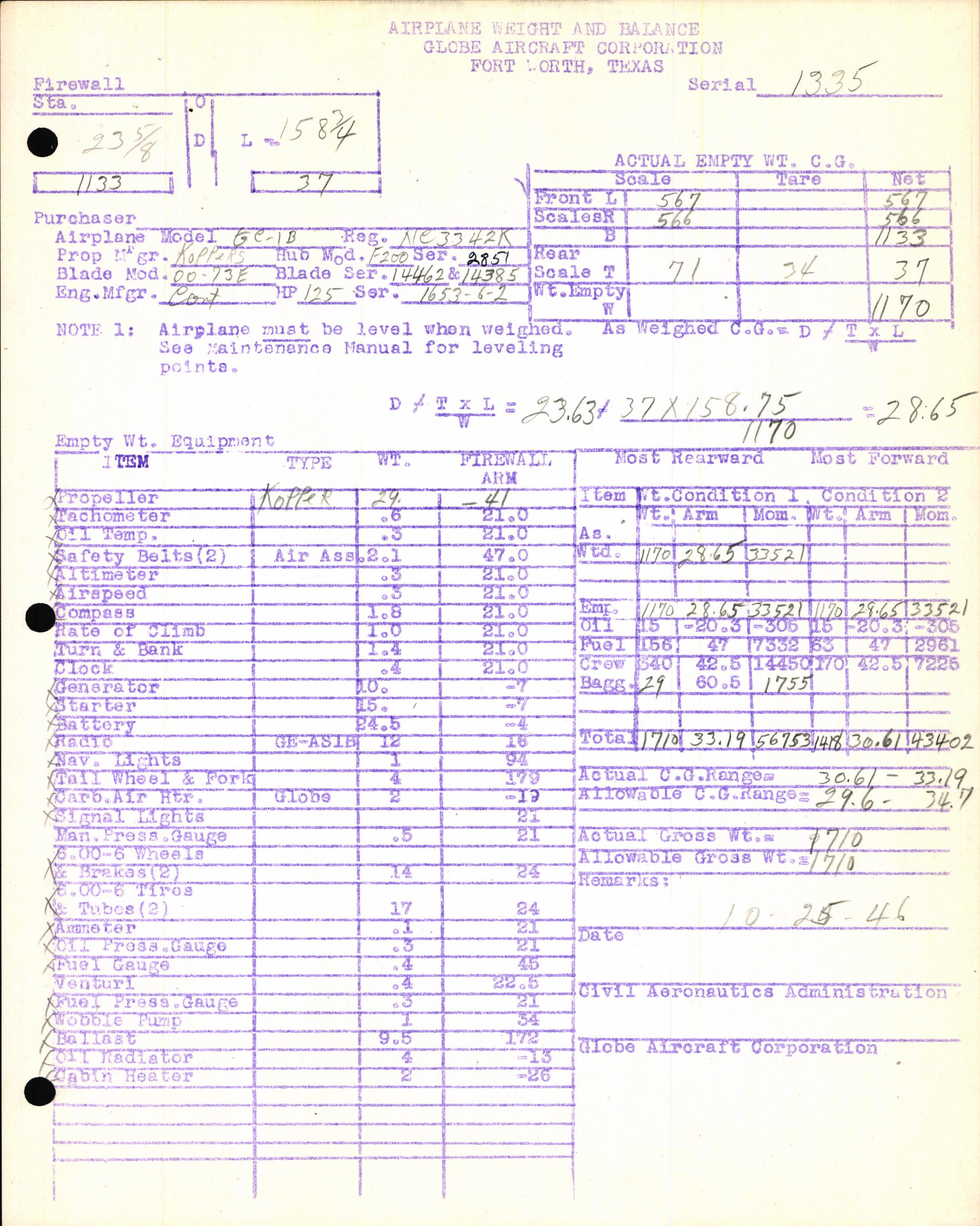 Sample page 7 from AirCorps Library document: Technical Information for Serial Number 1335