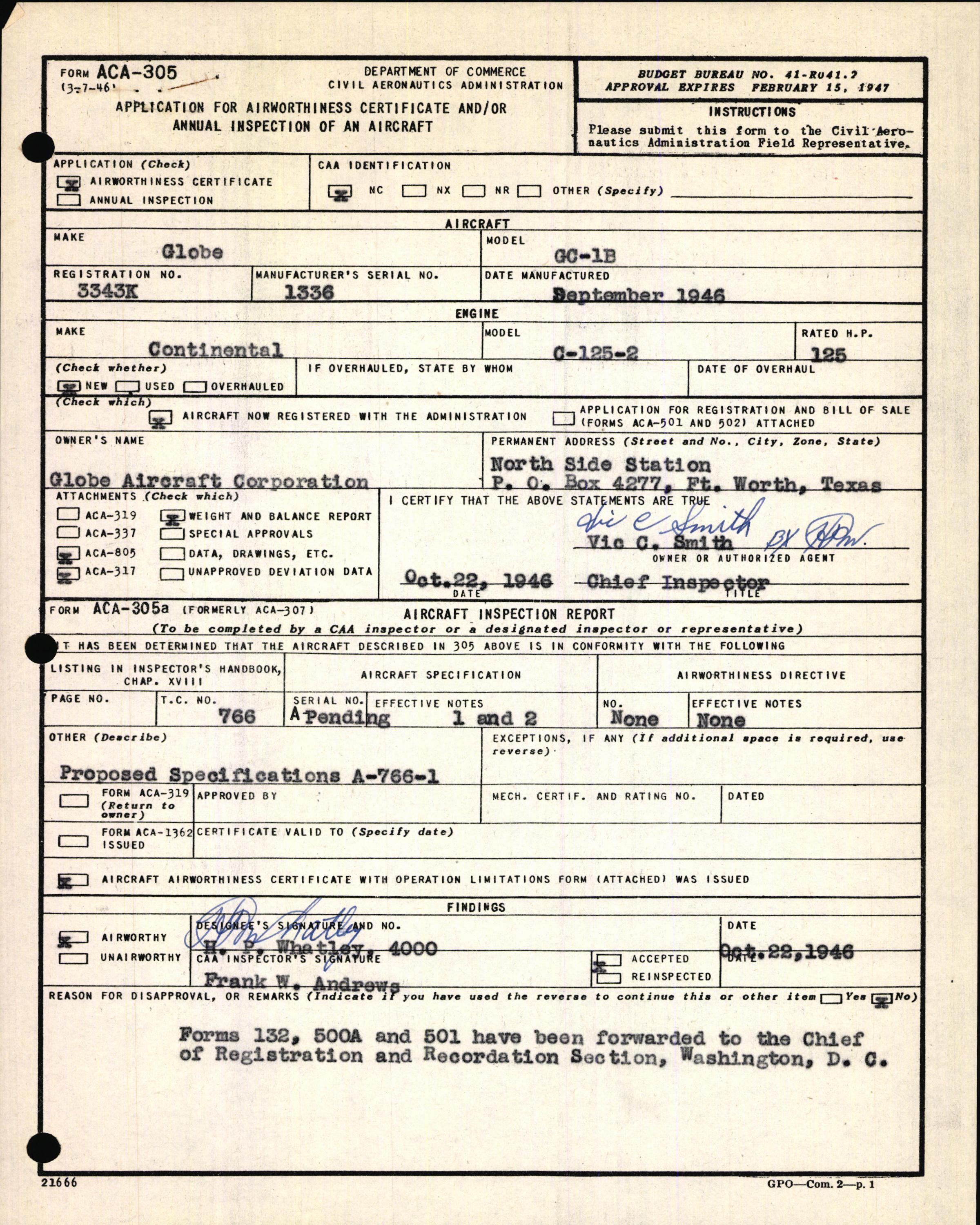 Sample page 3 from AirCorps Library document: Technical Information for Serial Number 1336