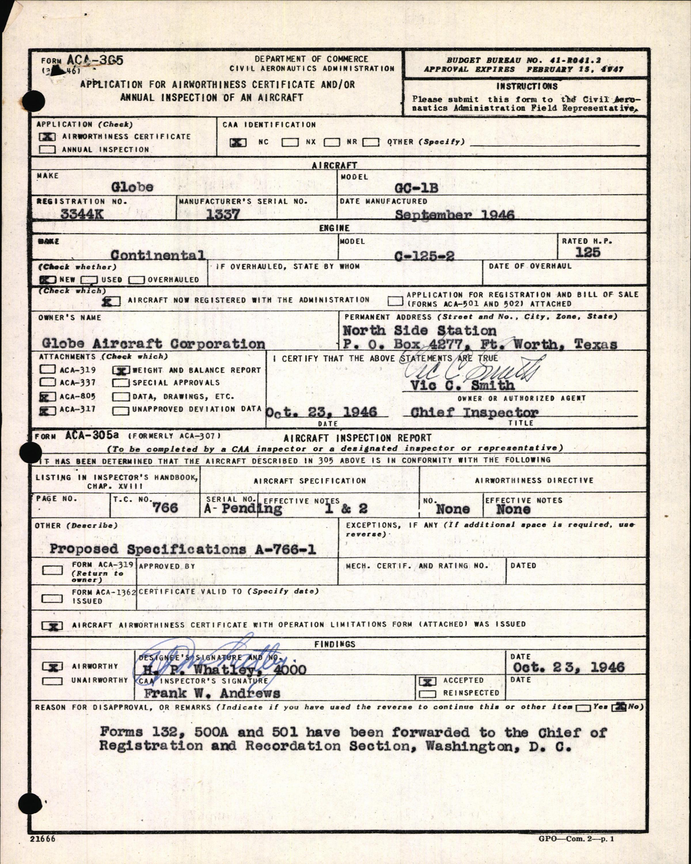 Sample page 3 from AirCorps Library document: Technical Information for Serial Number 1337