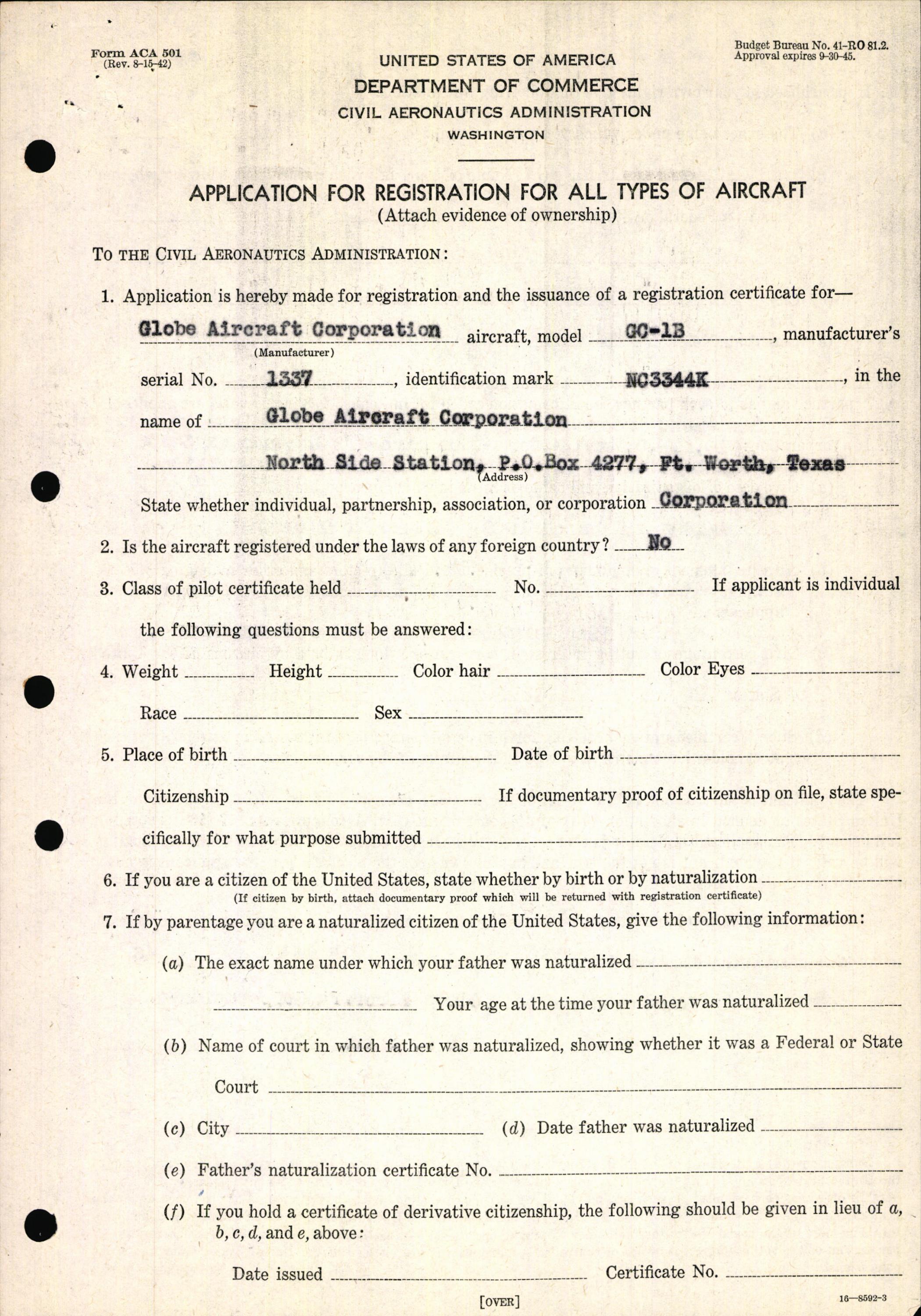 Sample page 5 from AirCorps Library document: Technical Information for Serial Number 1337