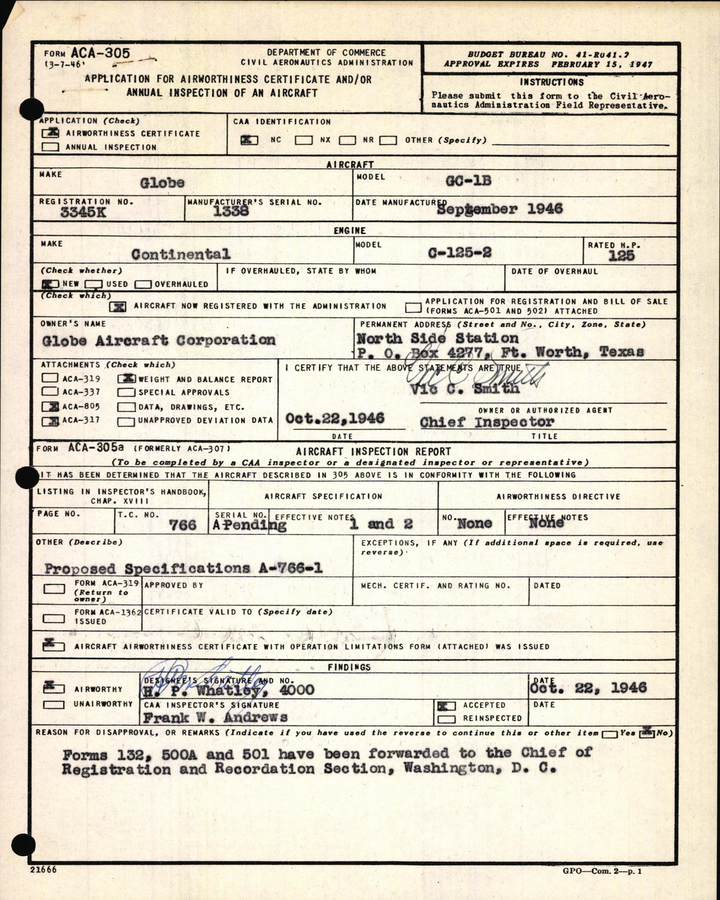 Sample page 3 from AirCorps Library document: Technical Information for Serial Number 1338