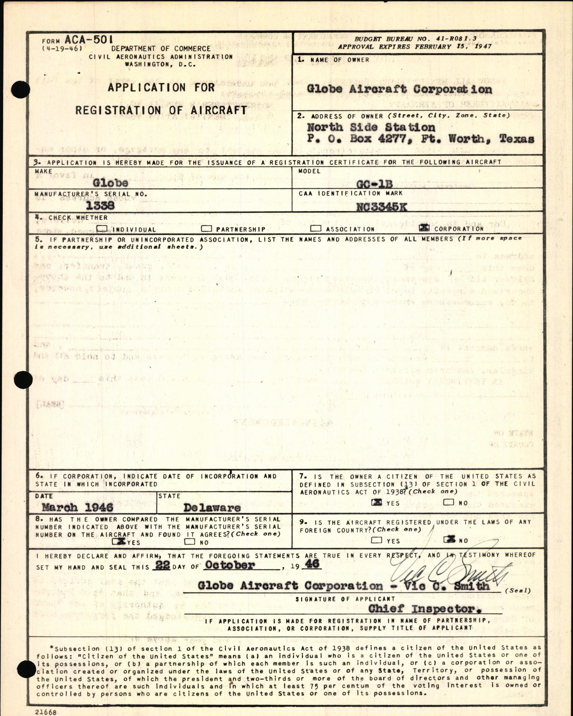 Sample page 5 from AirCorps Library document: Technical Information for Serial Number 1338