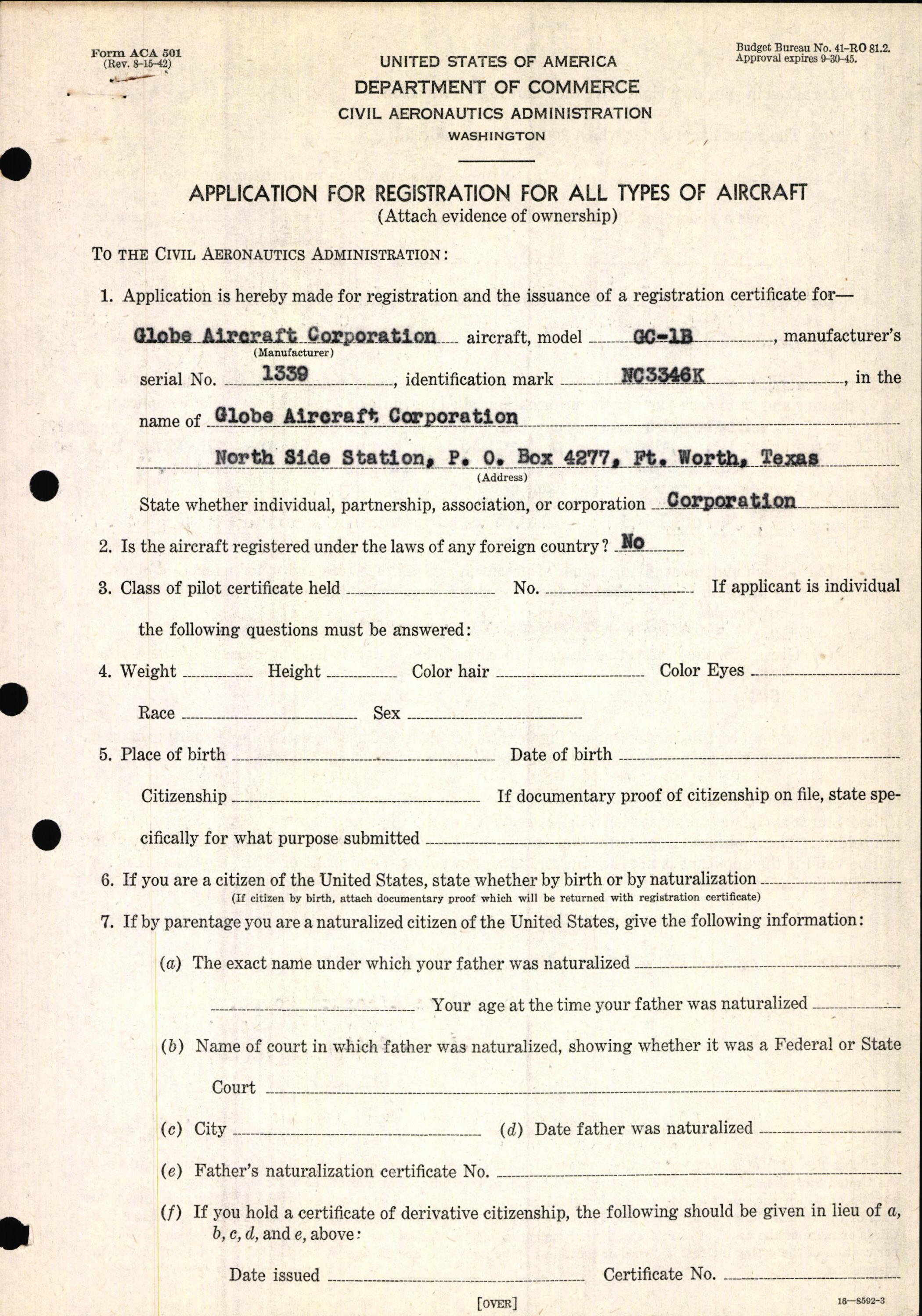 Sample page 3 from AirCorps Library document: Technical Information for Serial Number 1339