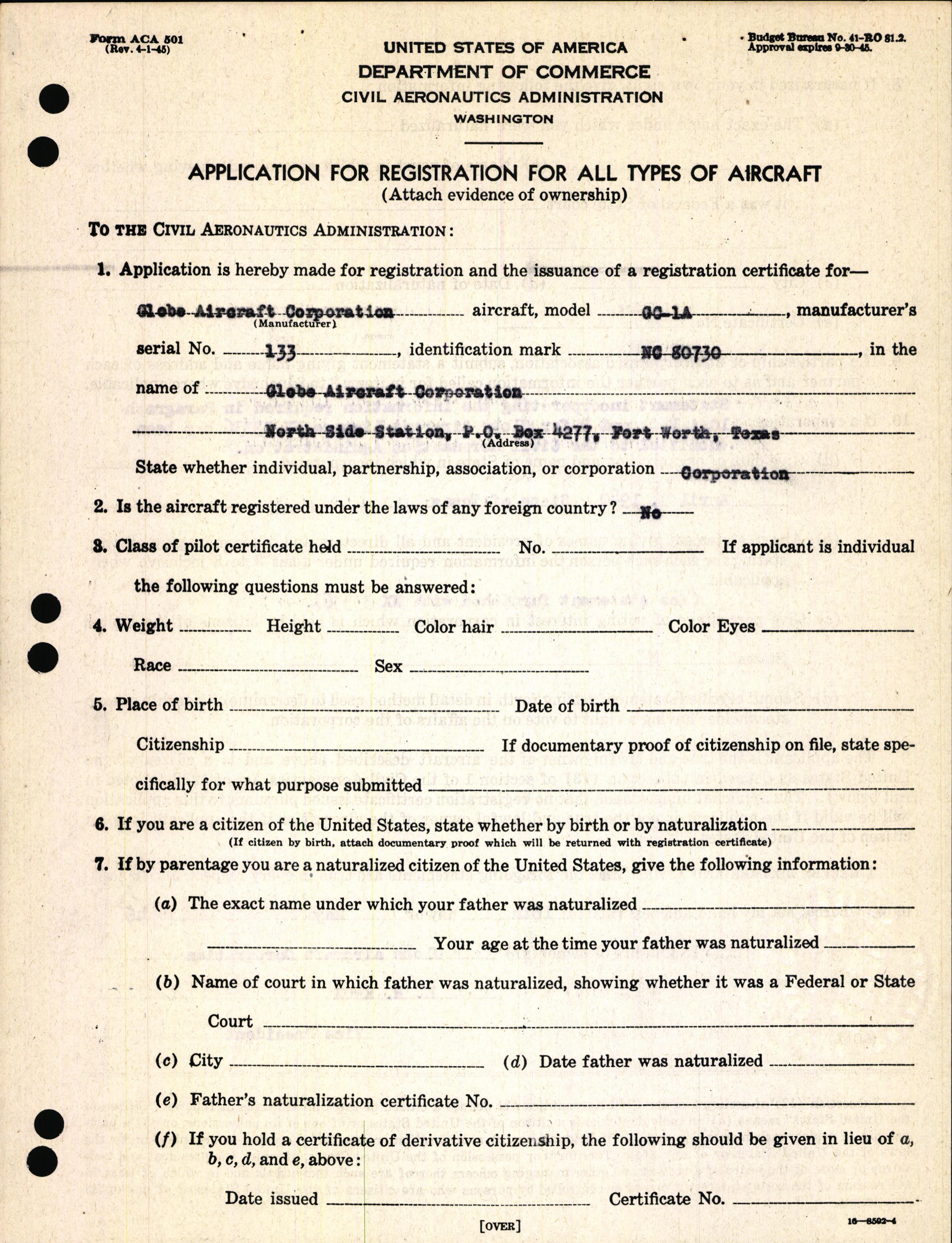 Sample page 5 from AirCorps Library document: Technical Information for Serial Number 133