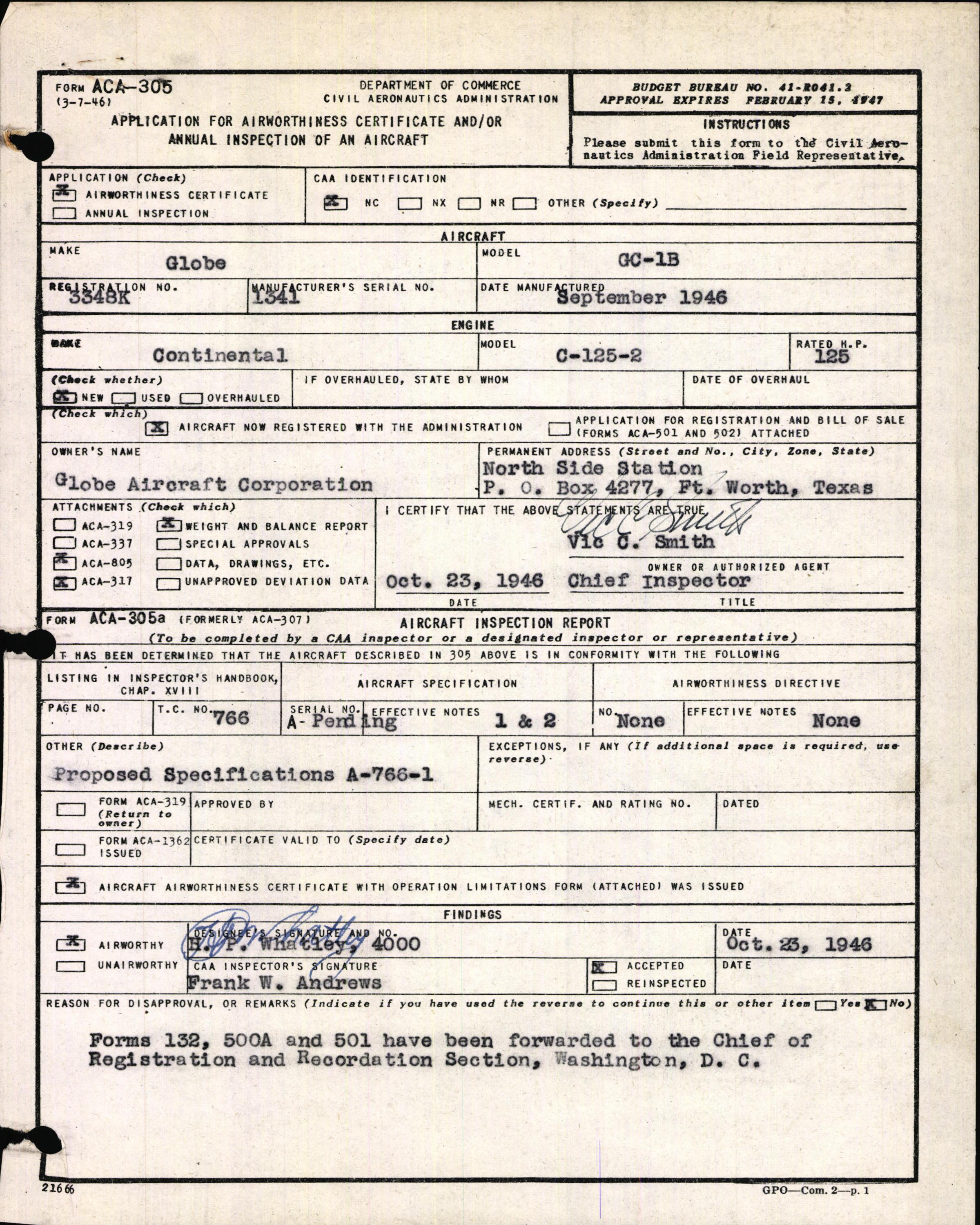 Sample page 3 from AirCorps Library document: Technical Information for Serial Number 1341