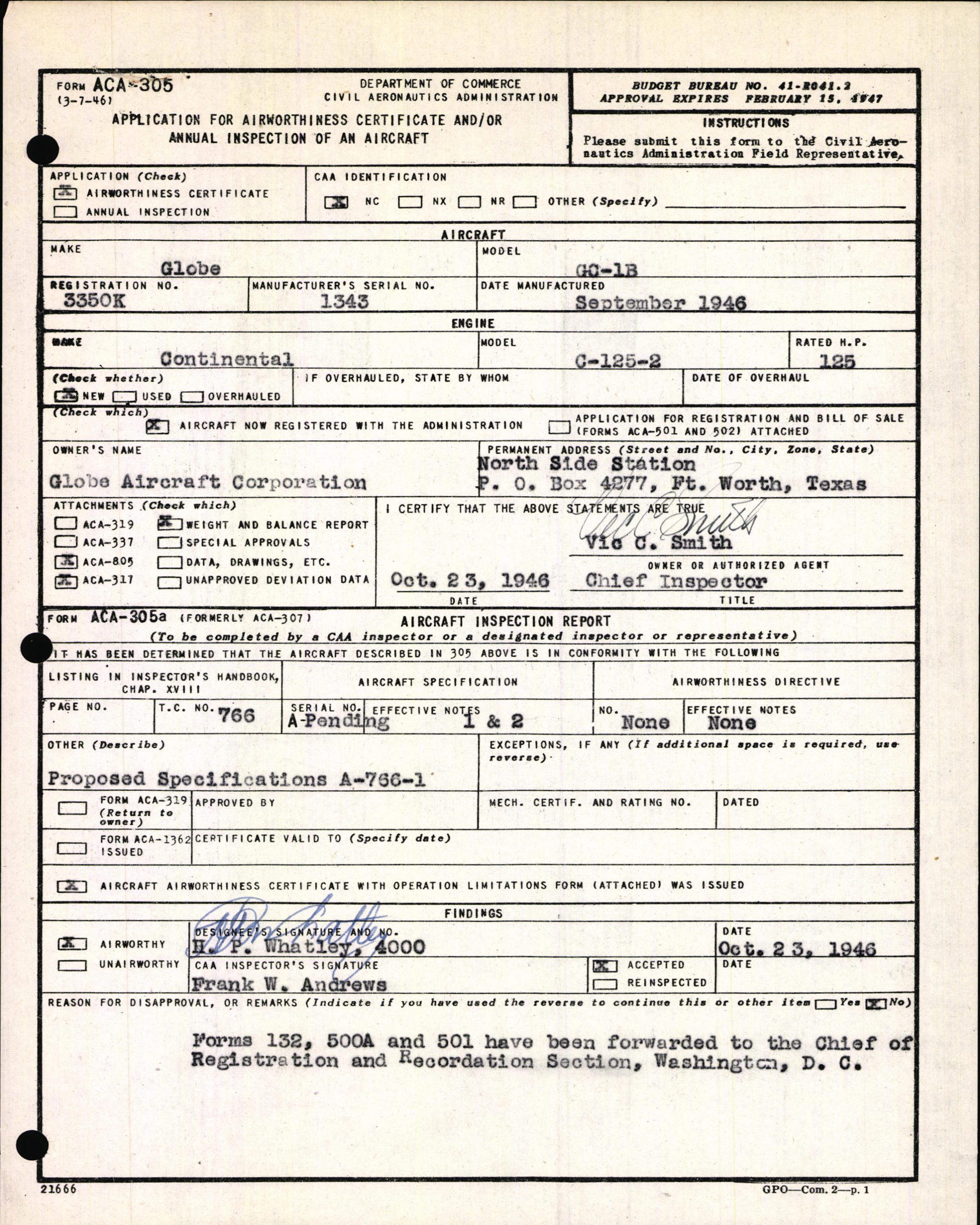 Sample page 3 from AirCorps Library document: Technical Information for Serial Number 1343