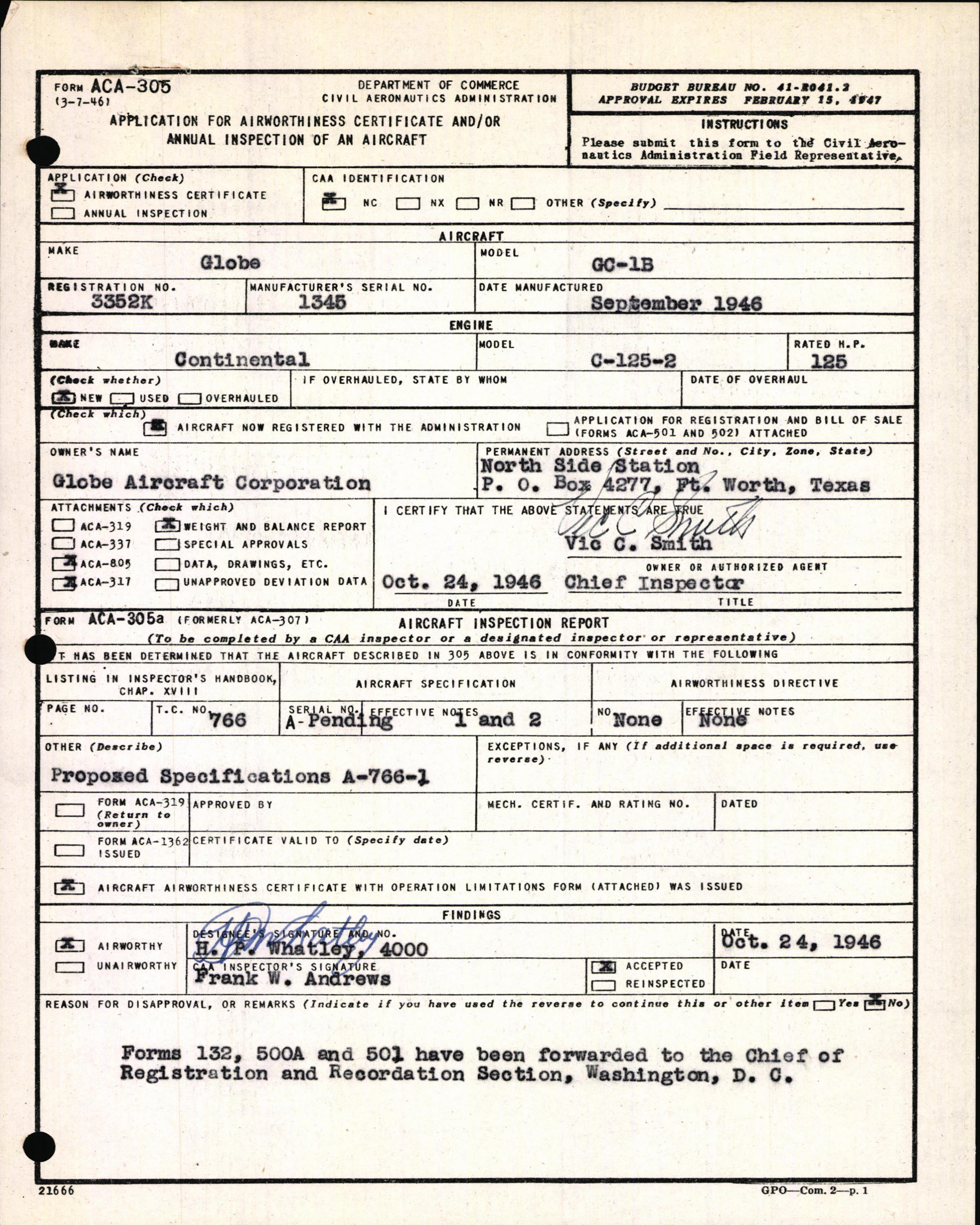 Sample page 3 from AirCorps Library document: Technical Information for Serial Number 1345