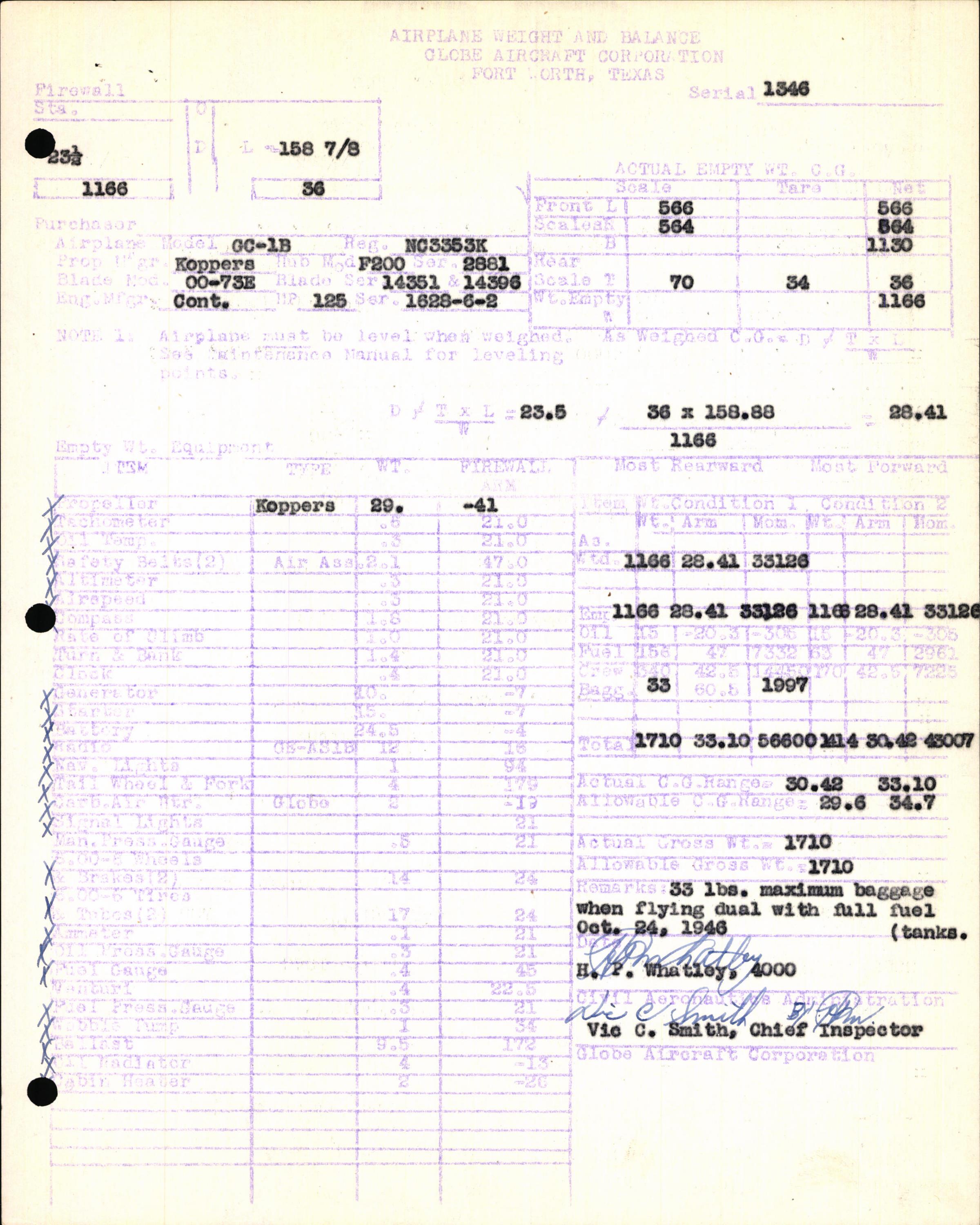 Sample page 5 from AirCorps Library document: Technical Information for Serial Number 1346