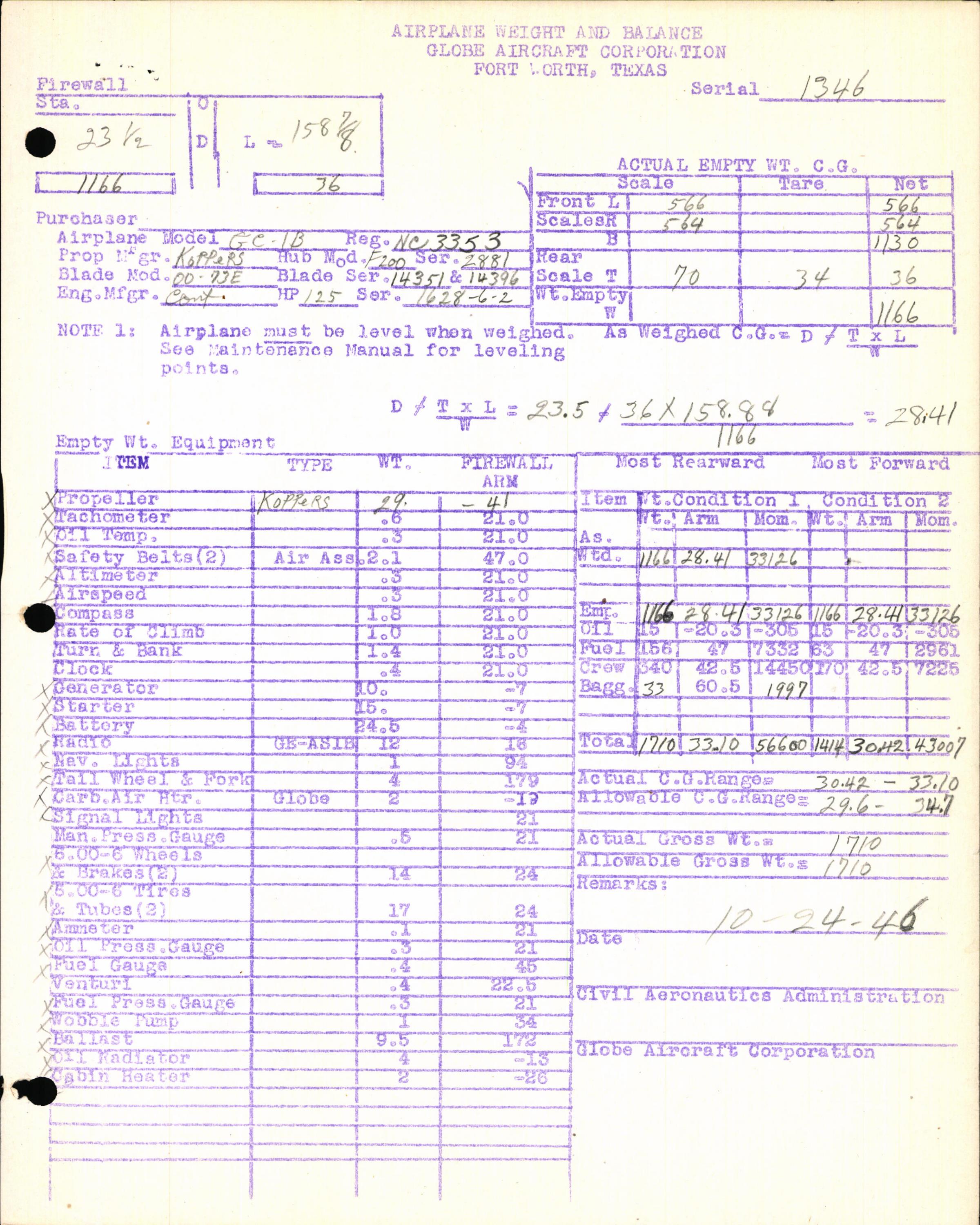 Sample page 7 from AirCorps Library document: Technical Information for Serial Number 1346