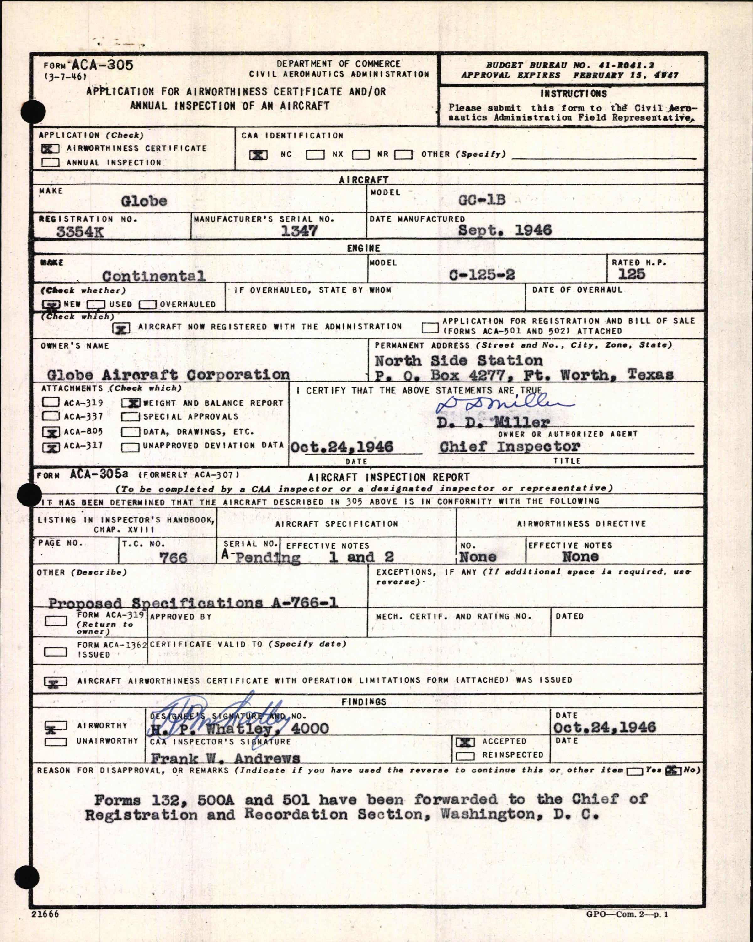 Sample page 3 from AirCorps Library document: Technical Information for Serial Number 1347