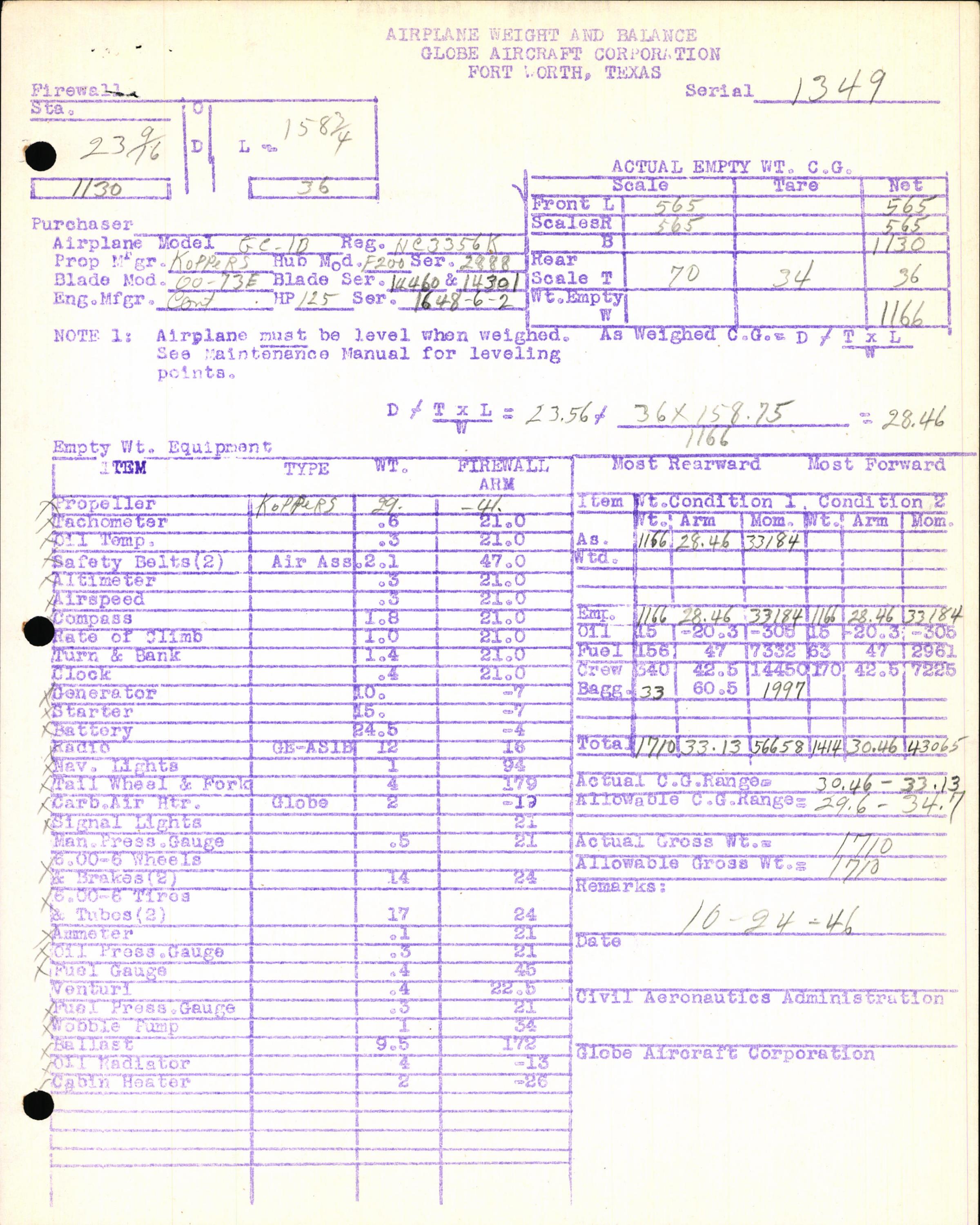 Sample page 5 from AirCorps Library document: Technical Information for Serial Number 1349