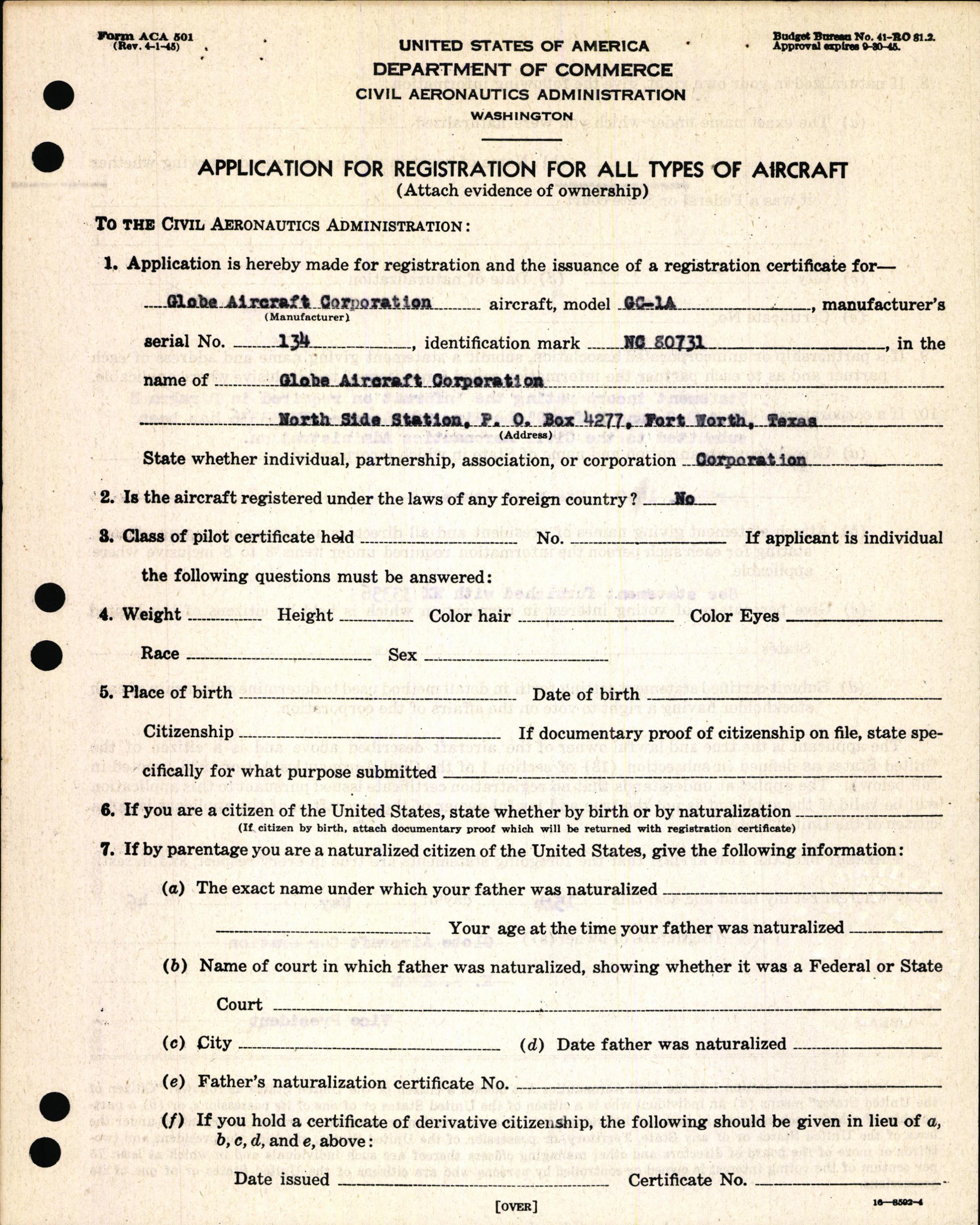 Sample page 5 from AirCorps Library document: Technical Information for Serial Number 134