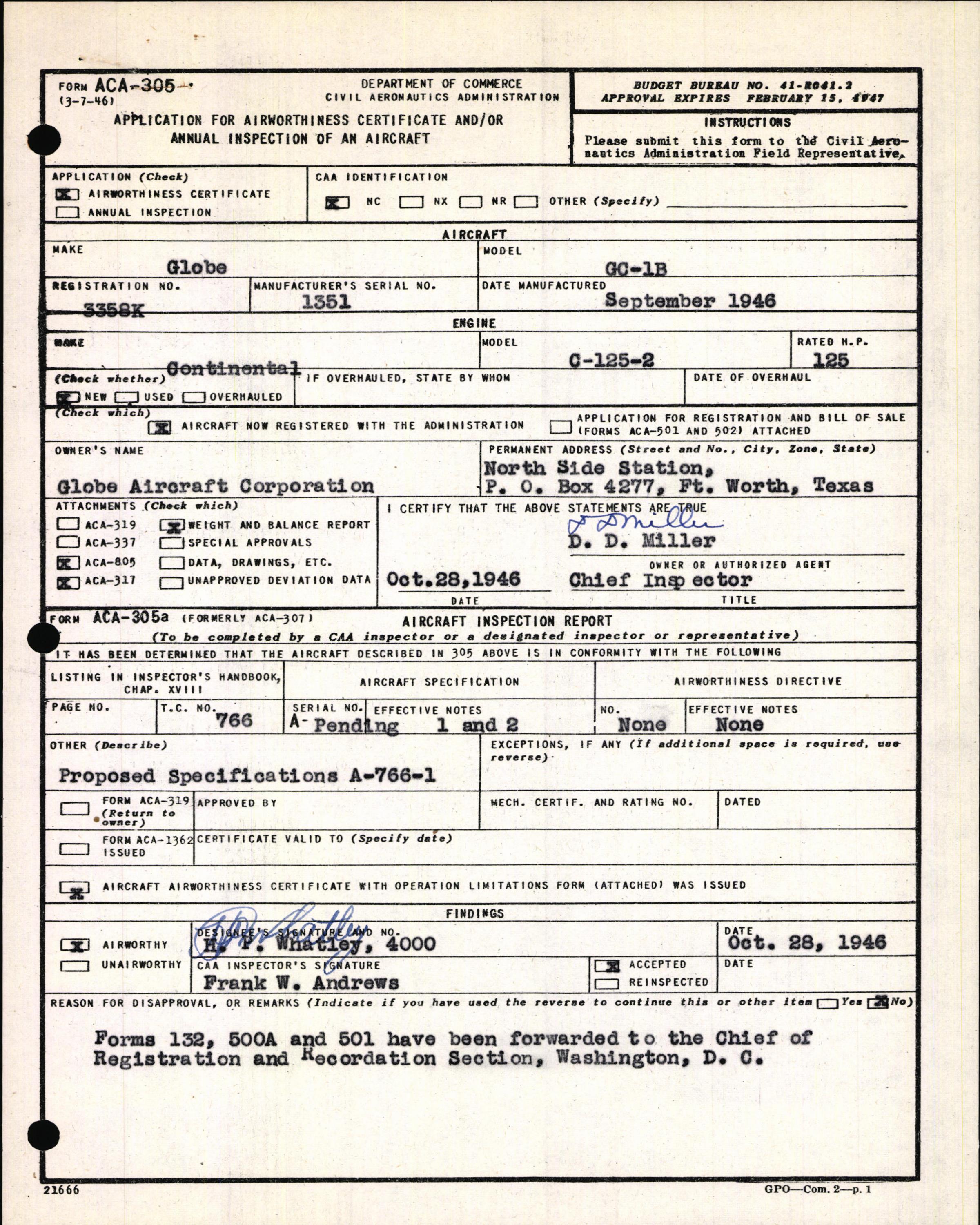 Sample page 3 from AirCorps Library document: Technical Information for Serial Number 1351