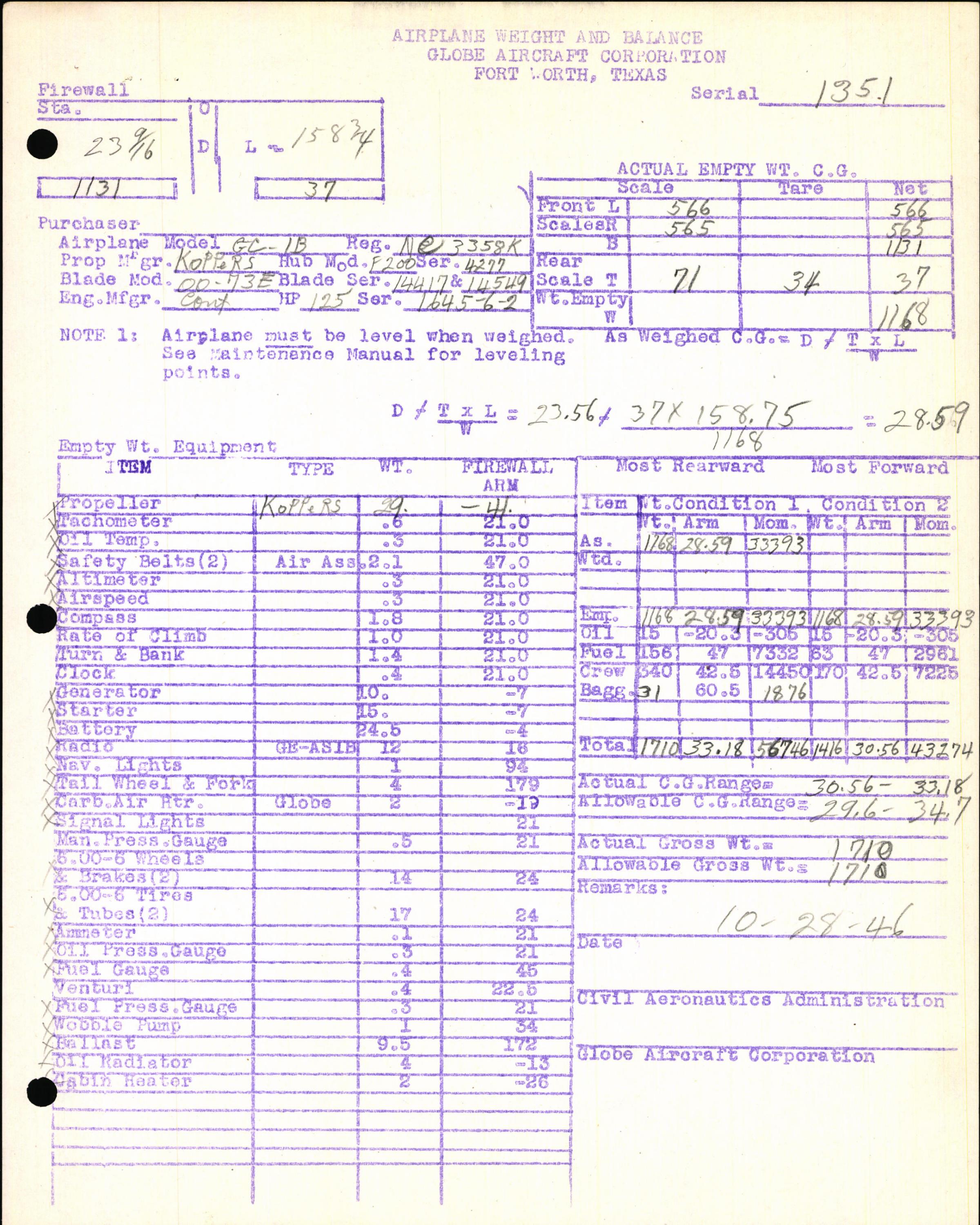 Sample page 7 from AirCorps Library document: Technical Information for Serial Number 1351