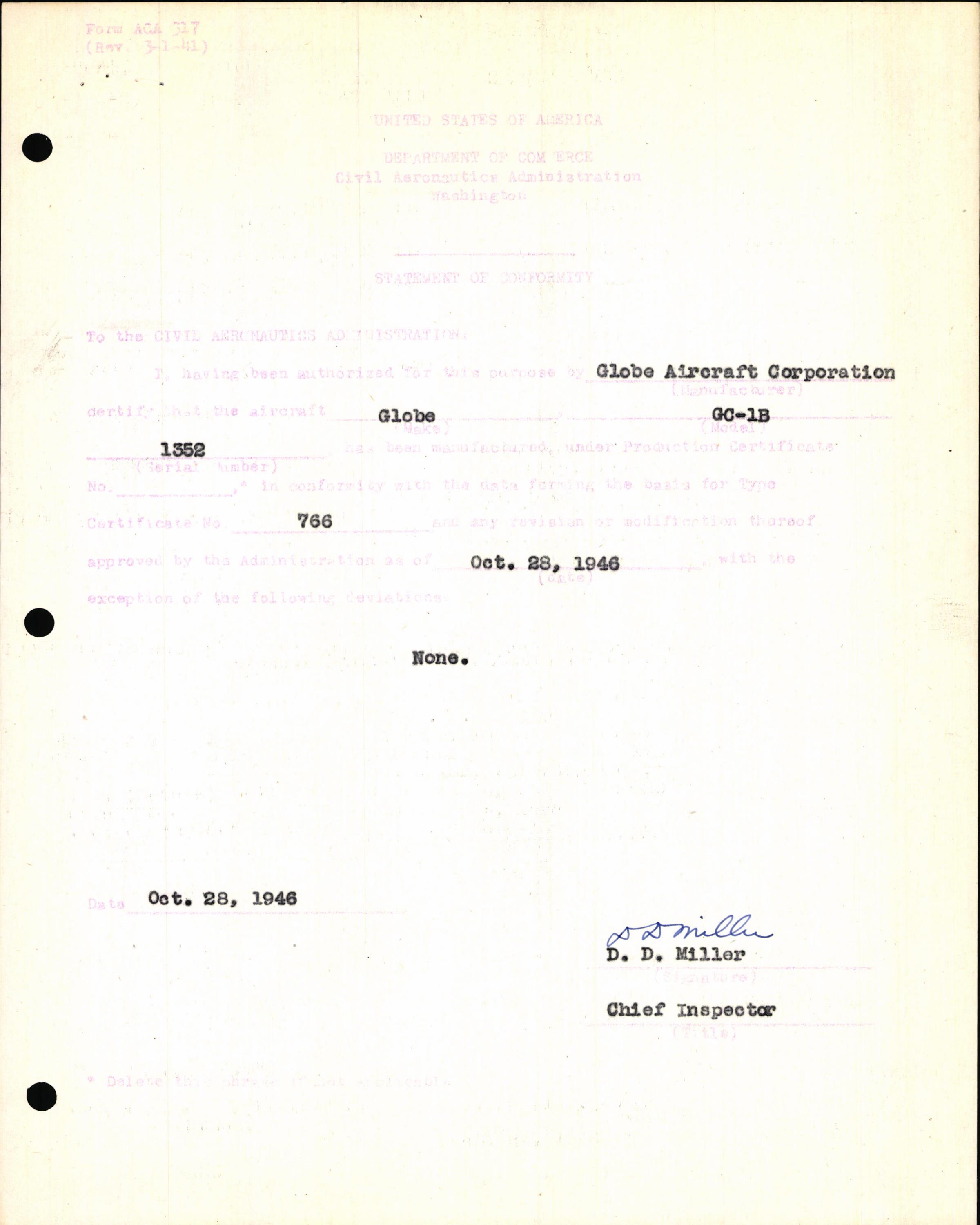 Sample page 5 from AirCorps Library document: Technical Information for Serial Number 1352