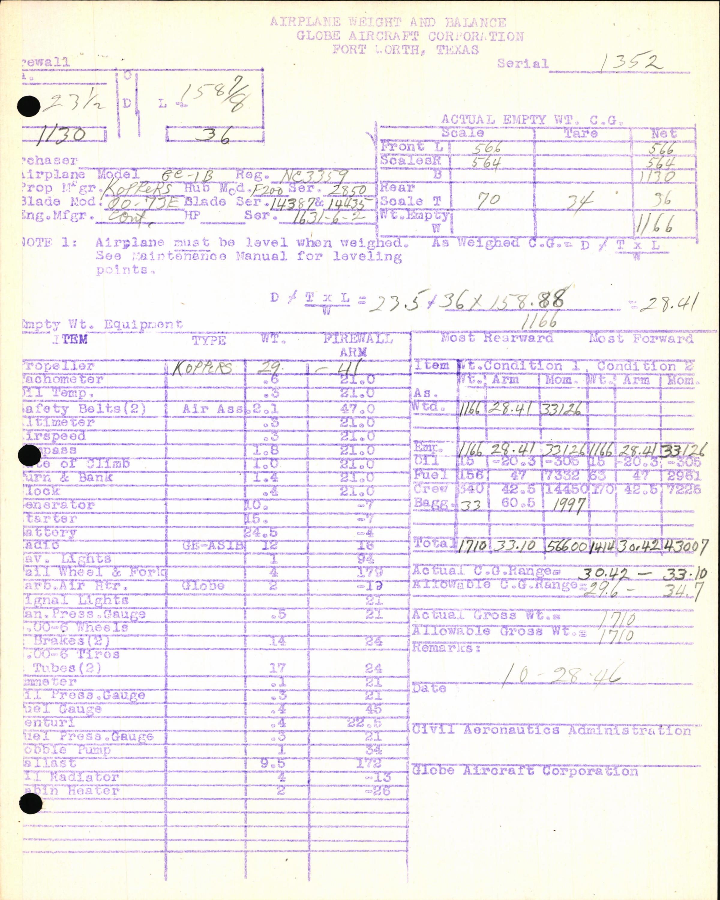 Sample page 7 from AirCorps Library document: Technical Information for Serial Number 1352