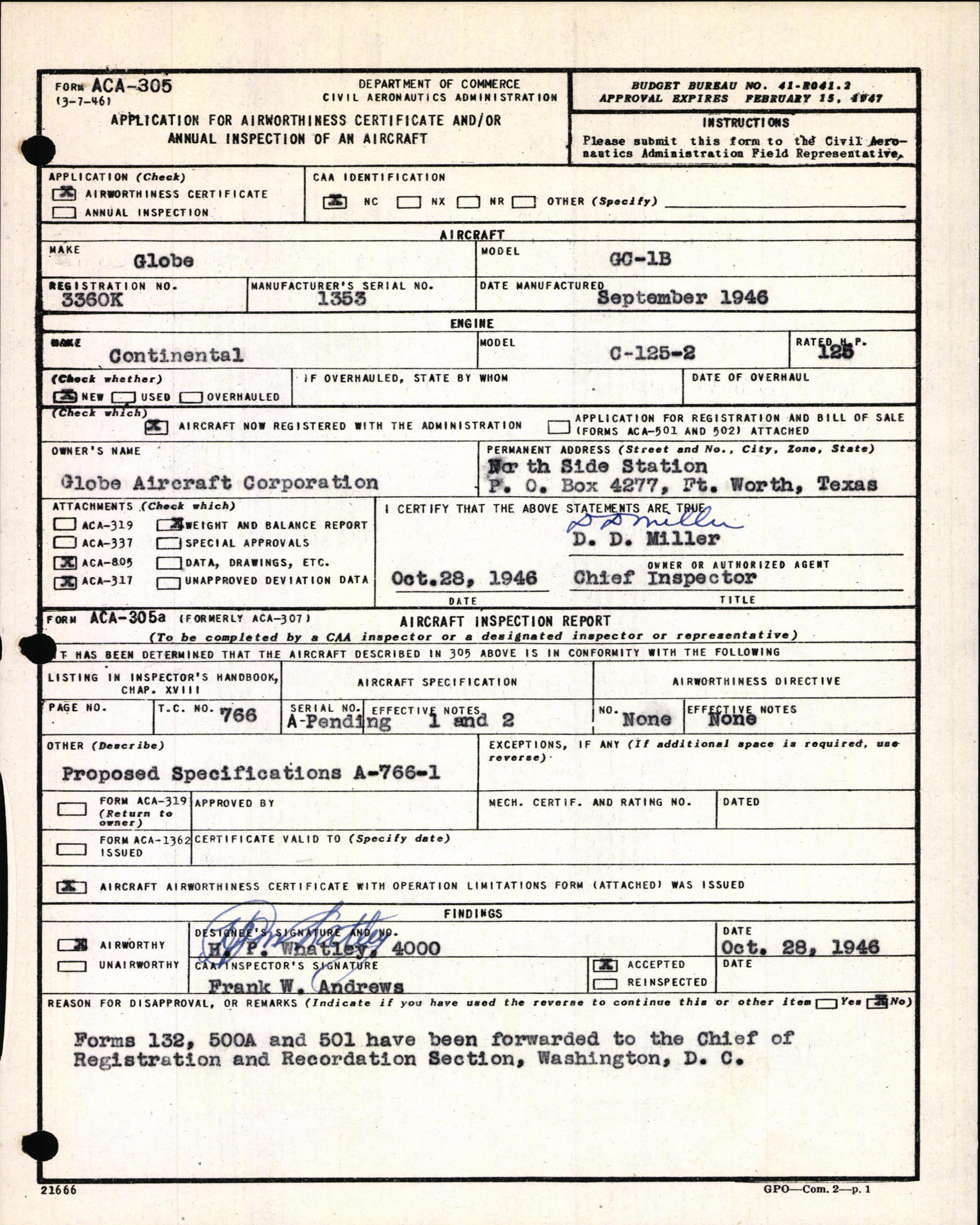 Sample page 3 from AirCorps Library document: Technical Information for Serial Number 1353