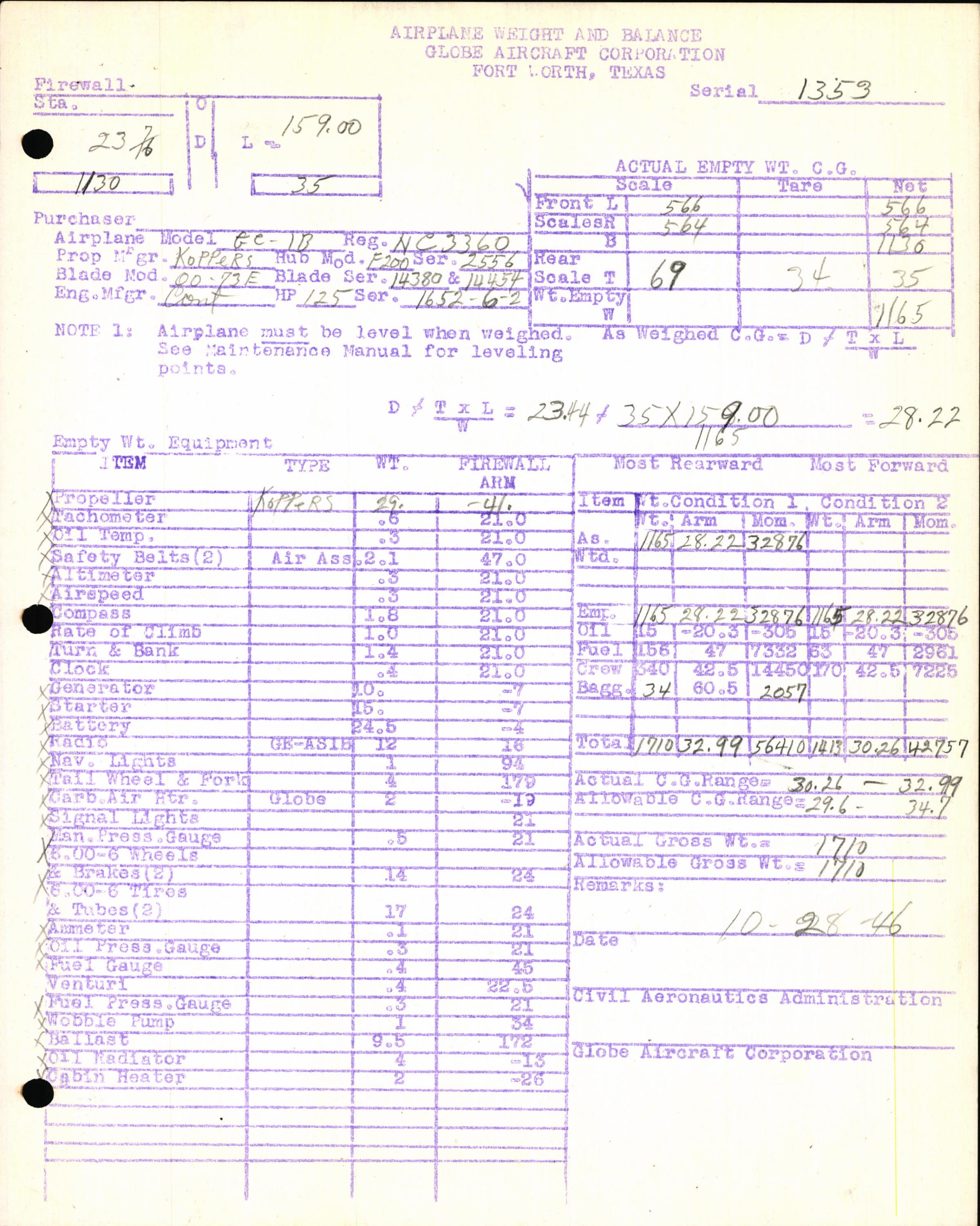 Sample page 5 from AirCorps Library document: Technical Information for Serial Number 1353