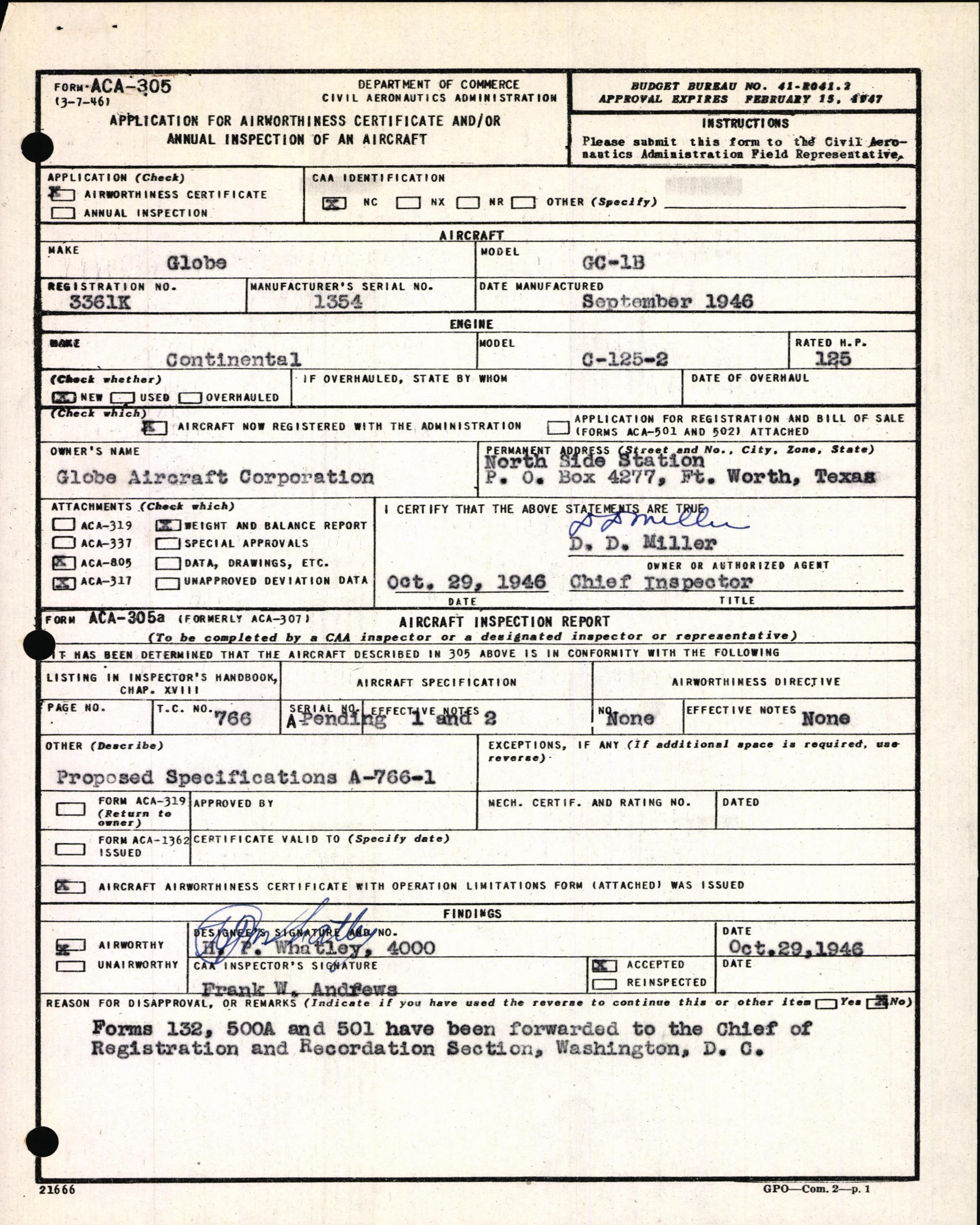 Sample page 3 from AirCorps Library document: Technical Information for Serial Number 1354