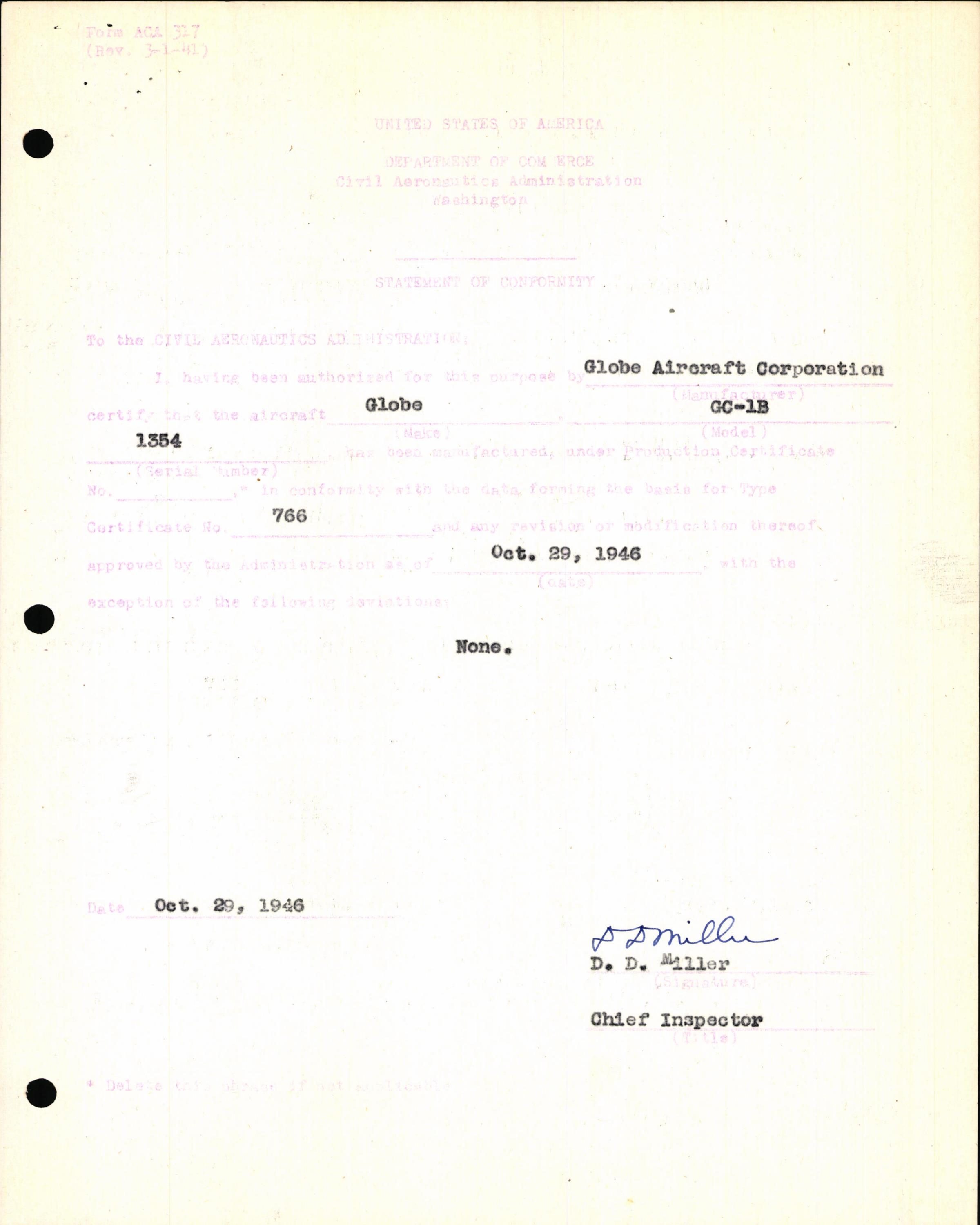 Sample page 7 from AirCorps Library document: Technical Information for Serial Number 1354