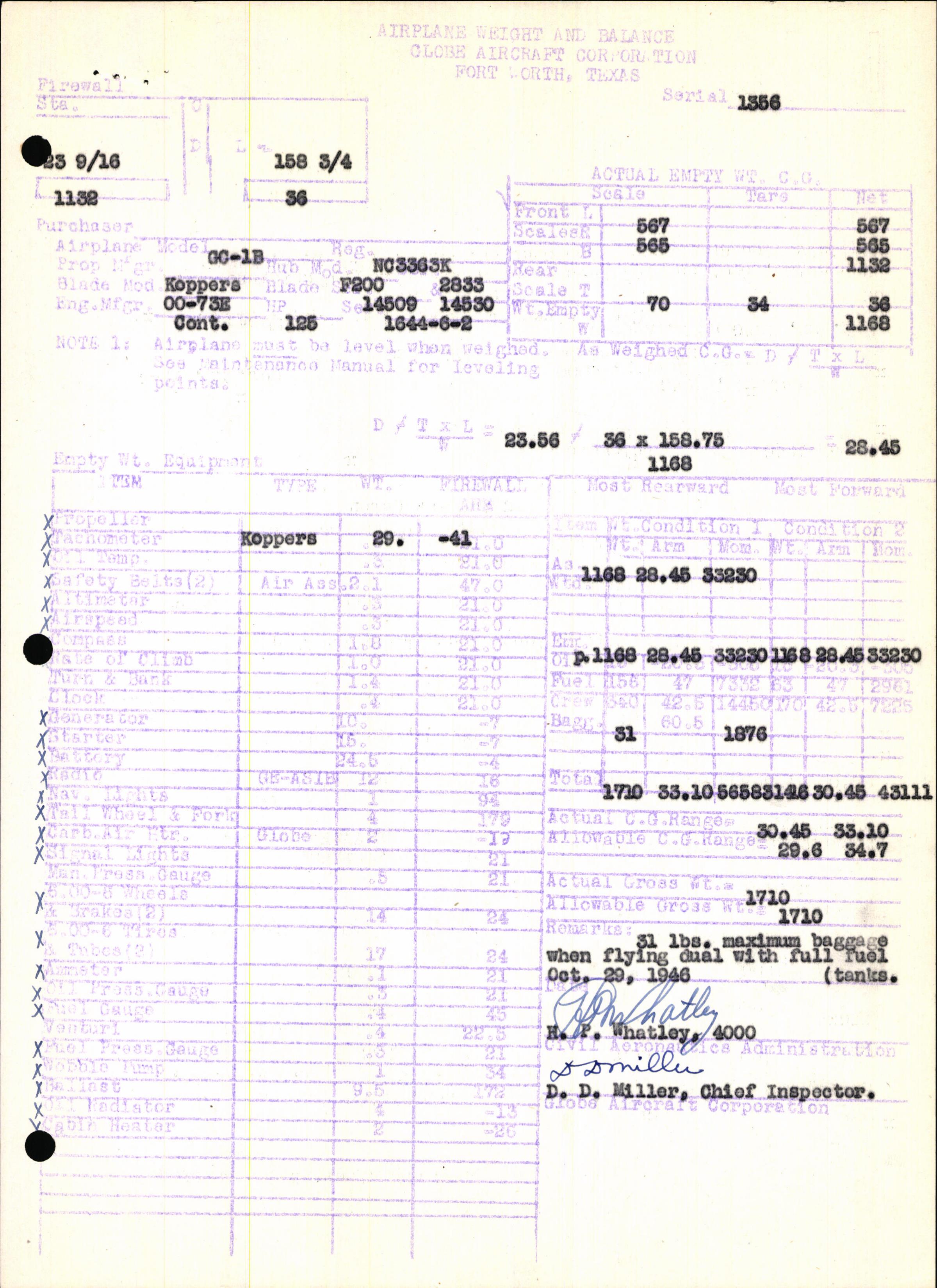 Sample page 7 from AirCorps Library document: Technical Information for Serial Number 1356