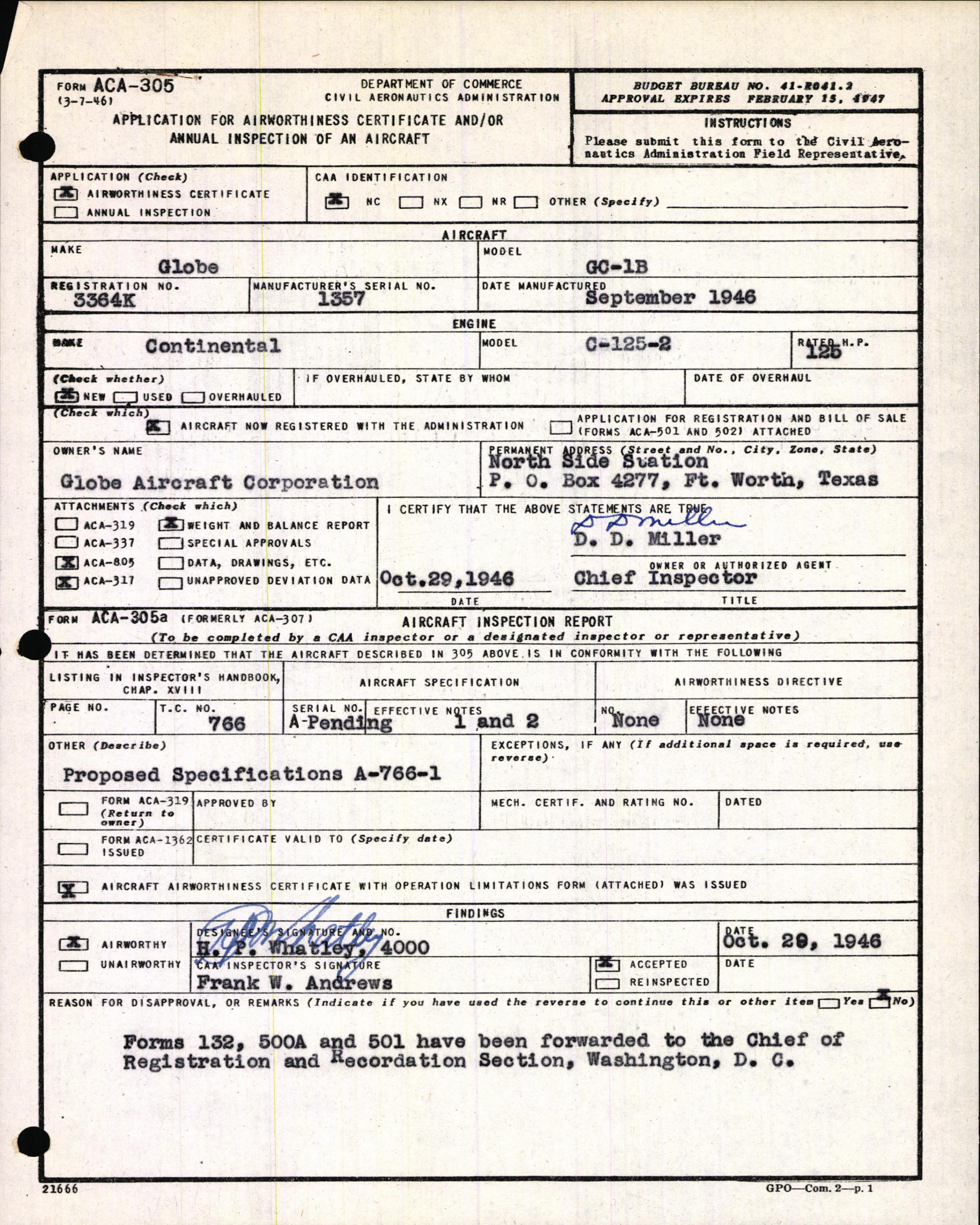 Sample page 3 from AirCorps Library document: Technical Information for Serial Number 1357