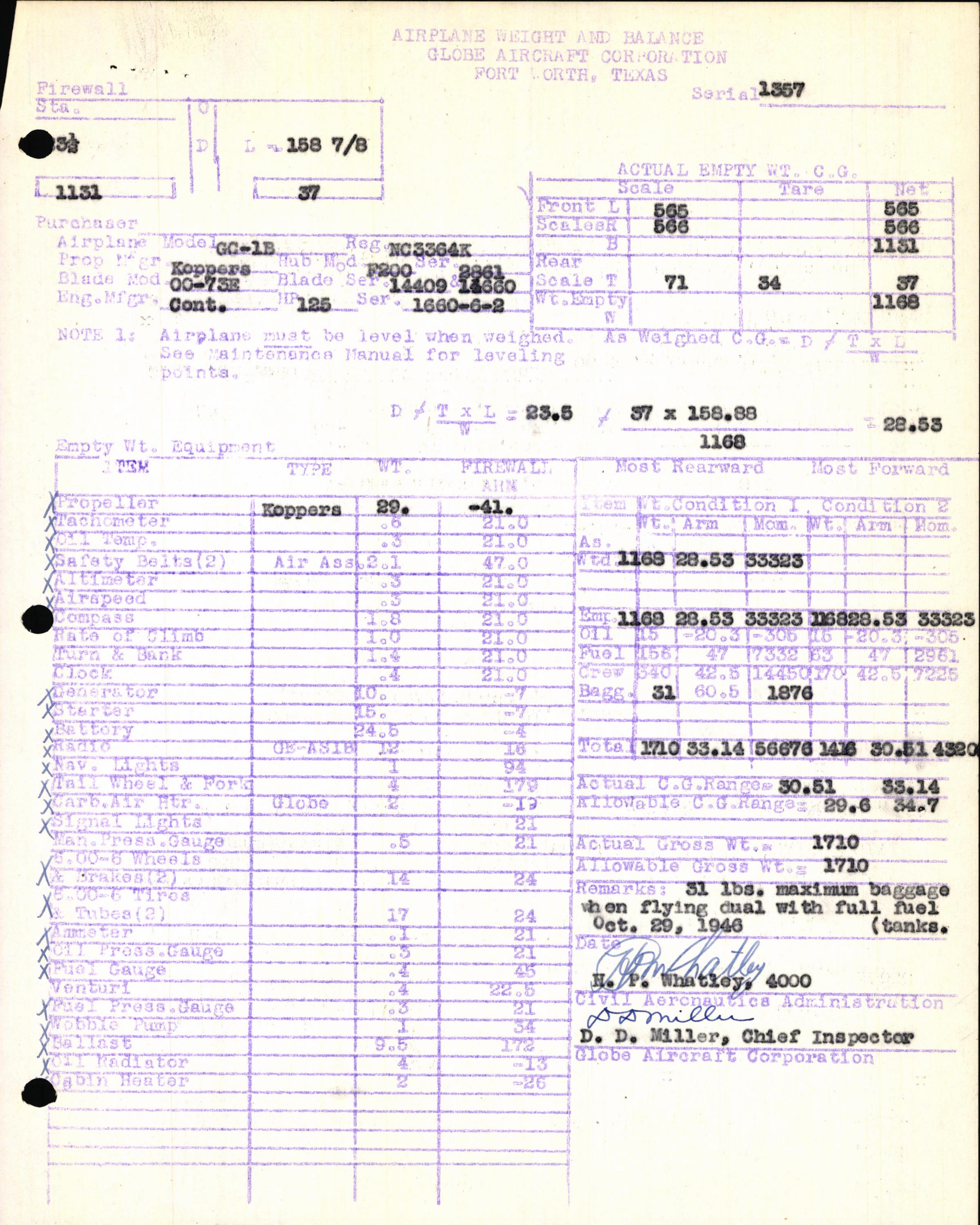 Sample page 7 from AirCorps Library document: Technical Information for Serial Number 1357