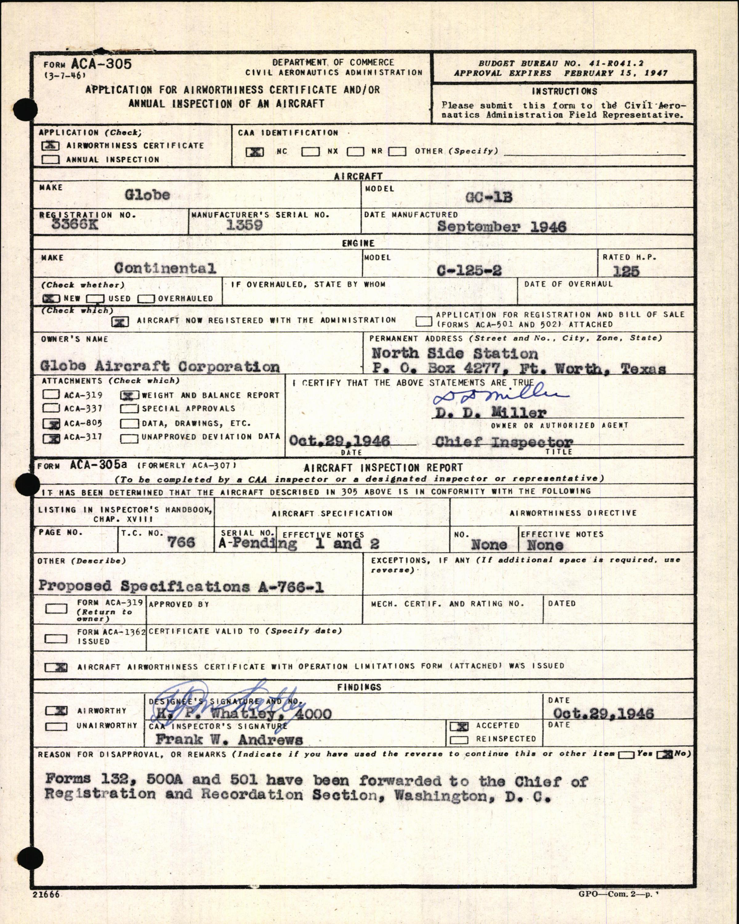 Sample page 3 from AirCorps Library document: Technical Information for Serial Number 1359