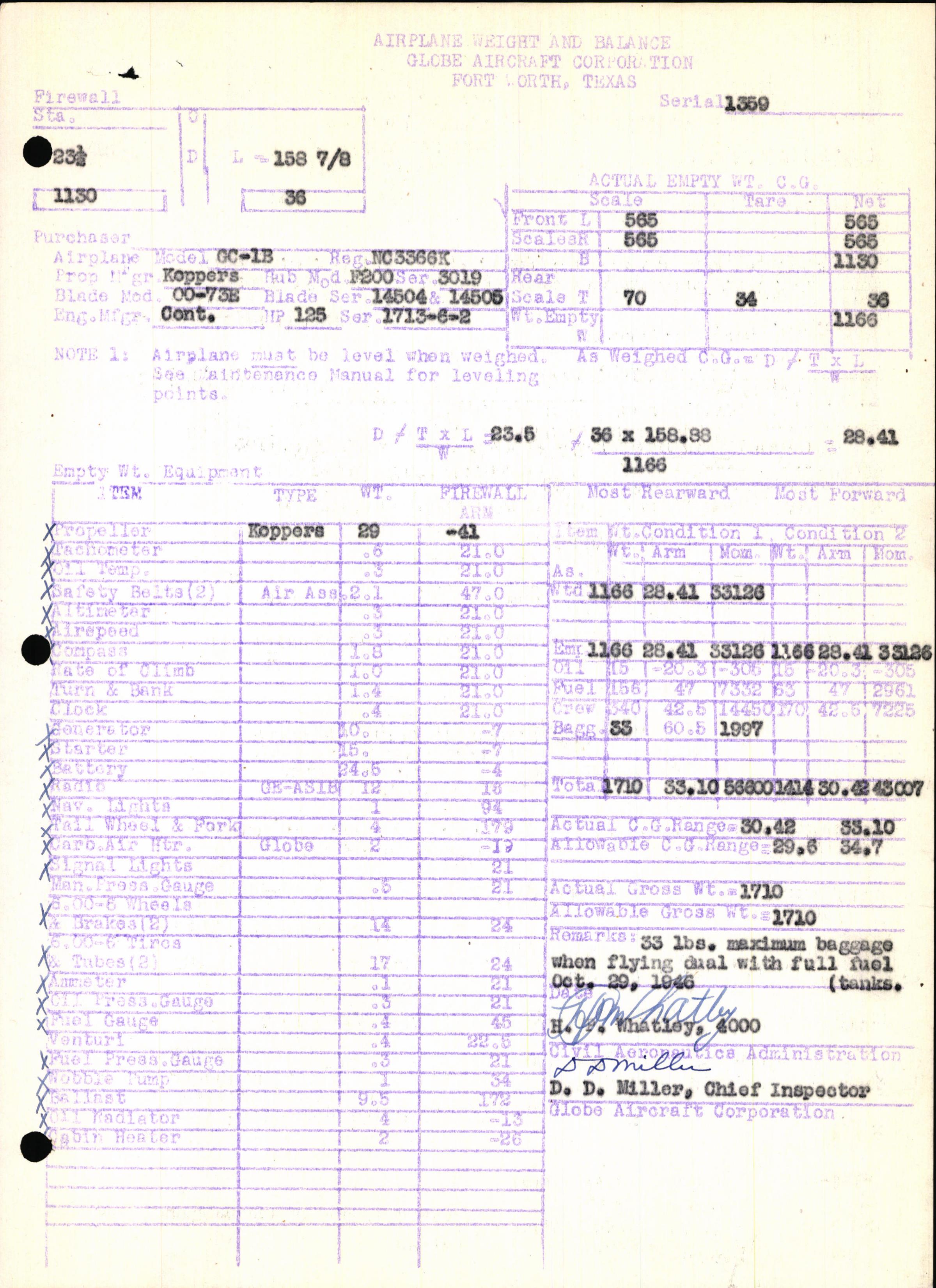 Sample page 5 from AirCorps Library document: Technical Information for Serial Number 1359