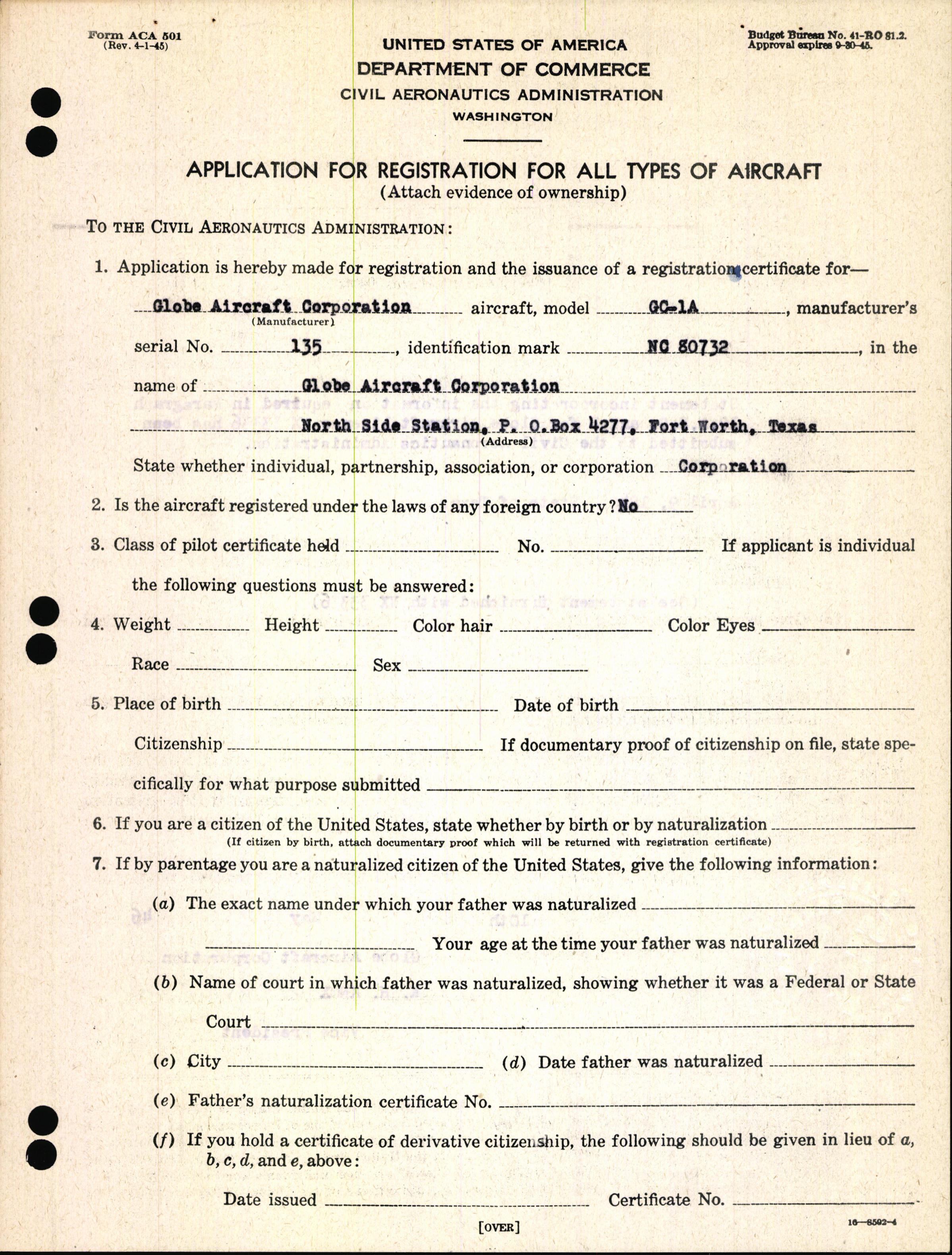 Sample page 5 from AirCorps Library document: Technical Information for Serial Number 135