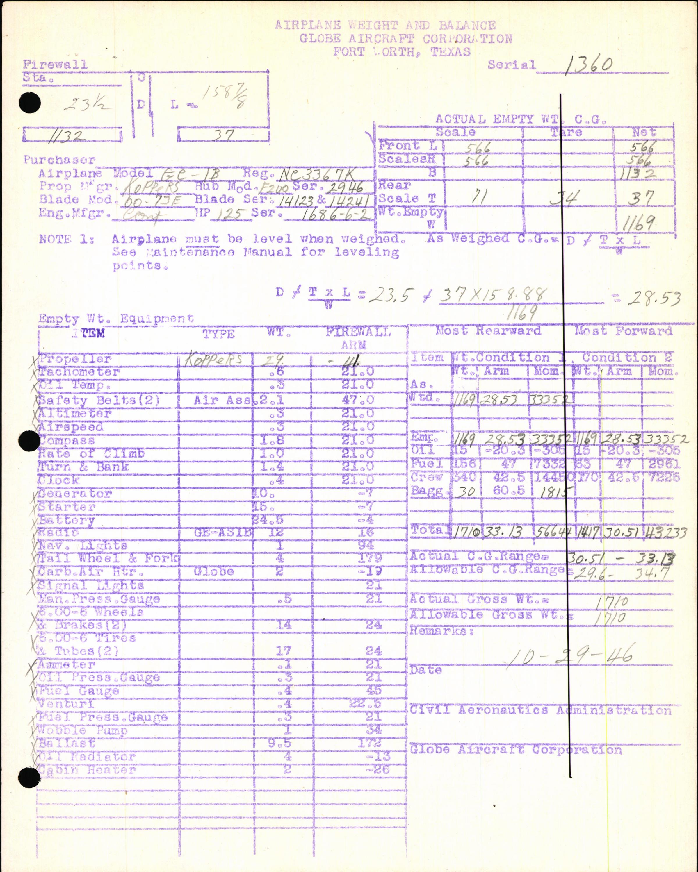 Sample page 5 from AirCorps Library document: Technical Information for Serial Number 1360