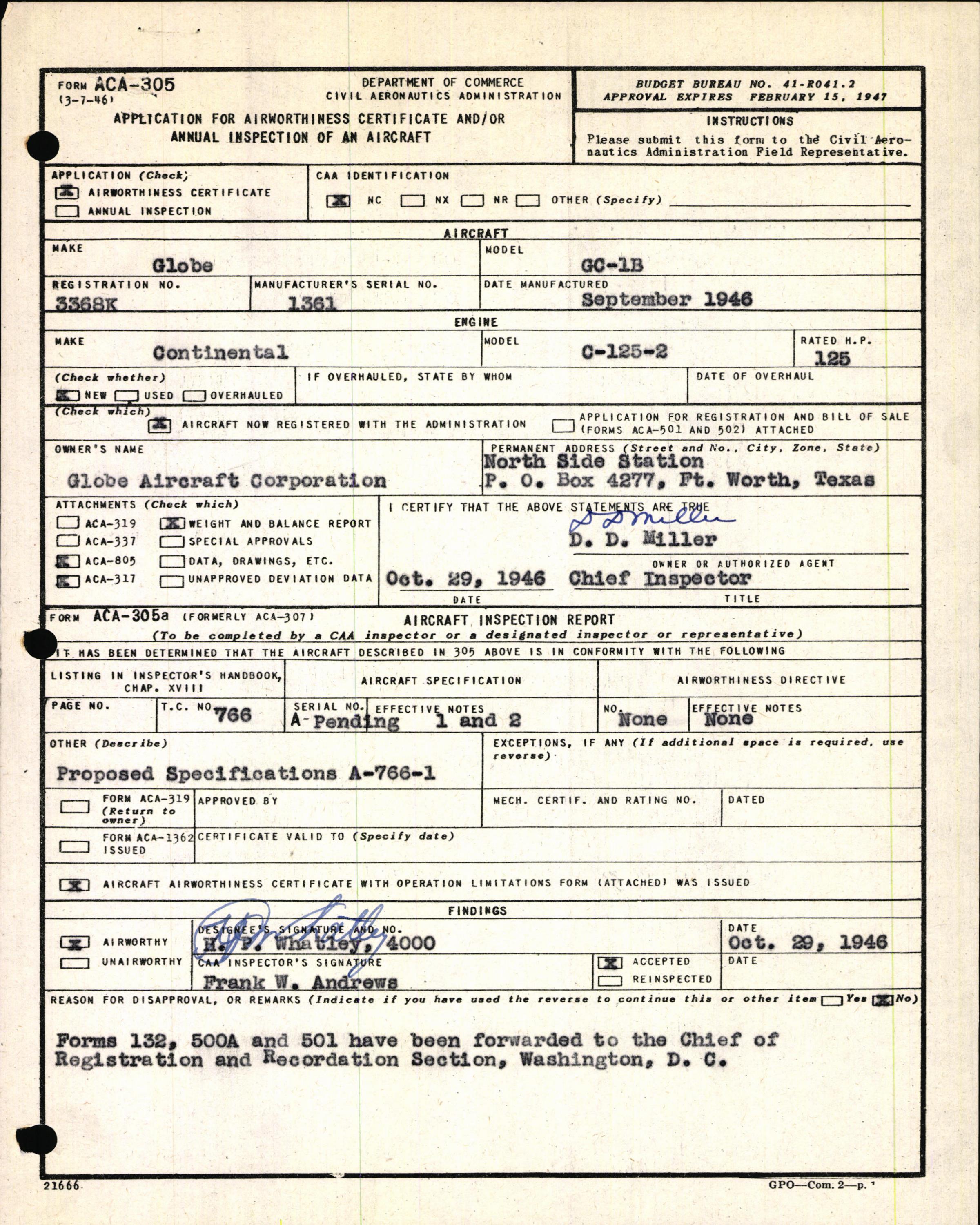 Sample page 3 from AirCorps Library document: Technical Information for Serial Number 1361