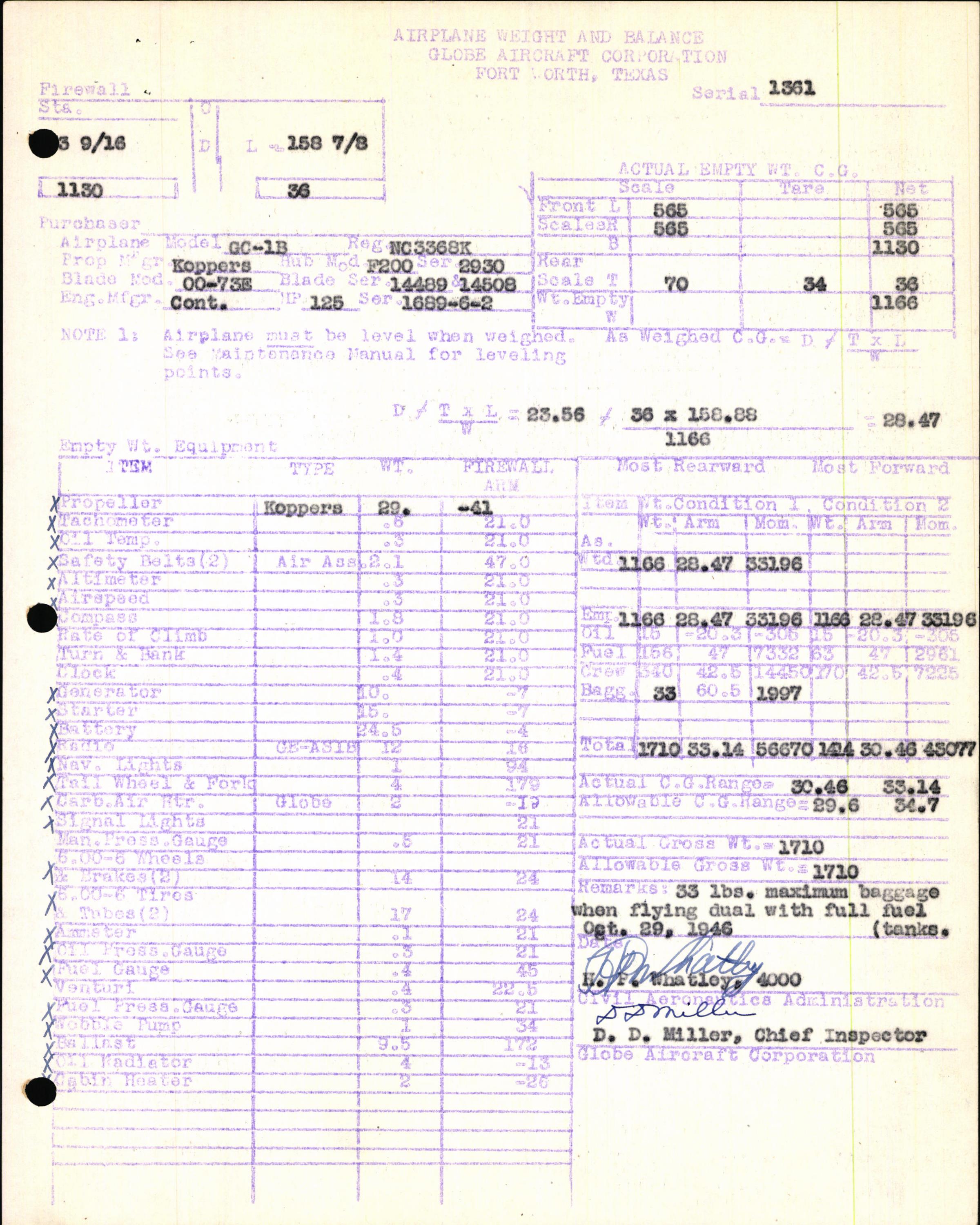 Sample page 5 from AirCorps Library document: Technical Information for Serial Number 1361