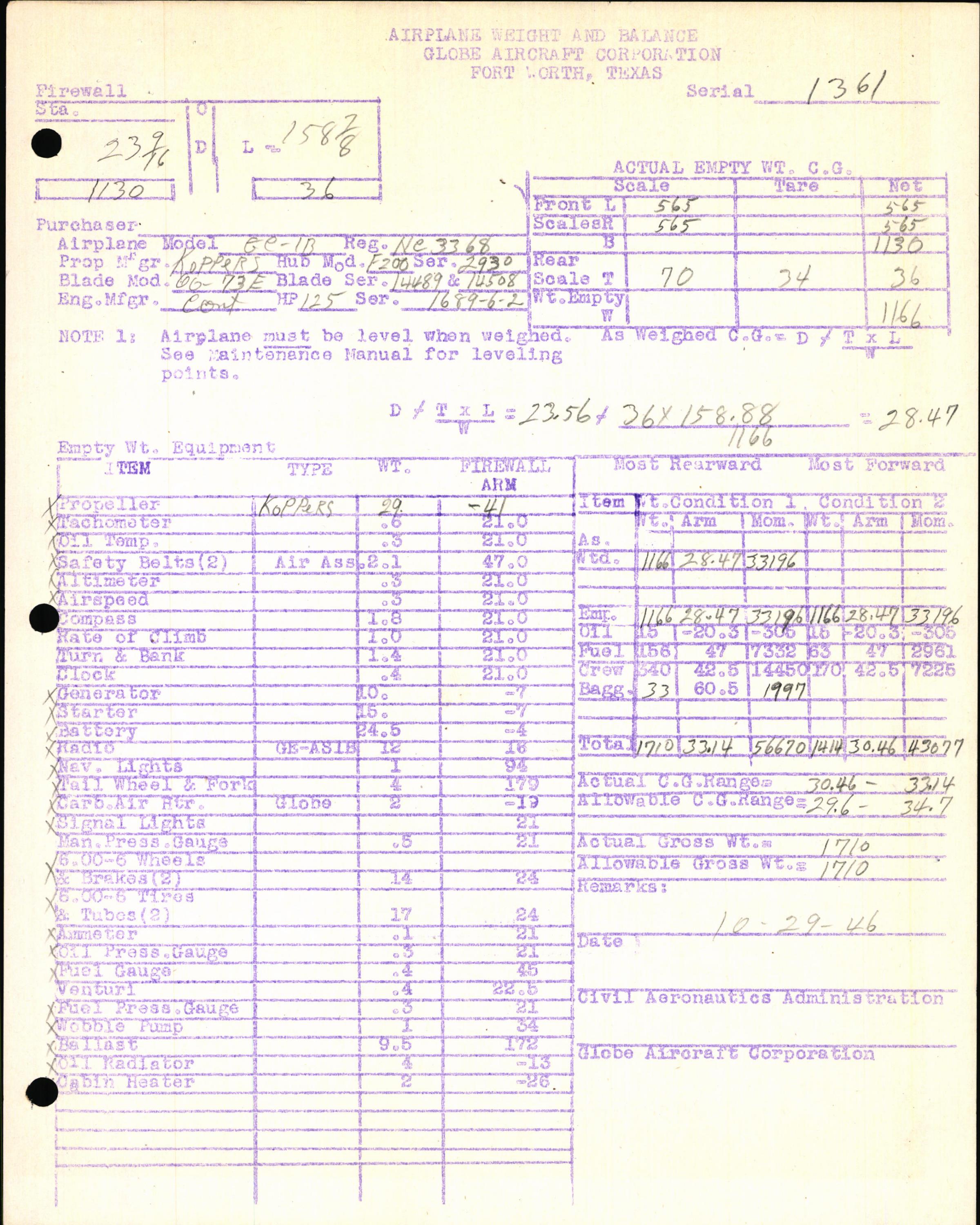 Sample page 7 from AirCorps Library document: Technical Information for Serial Number 1361