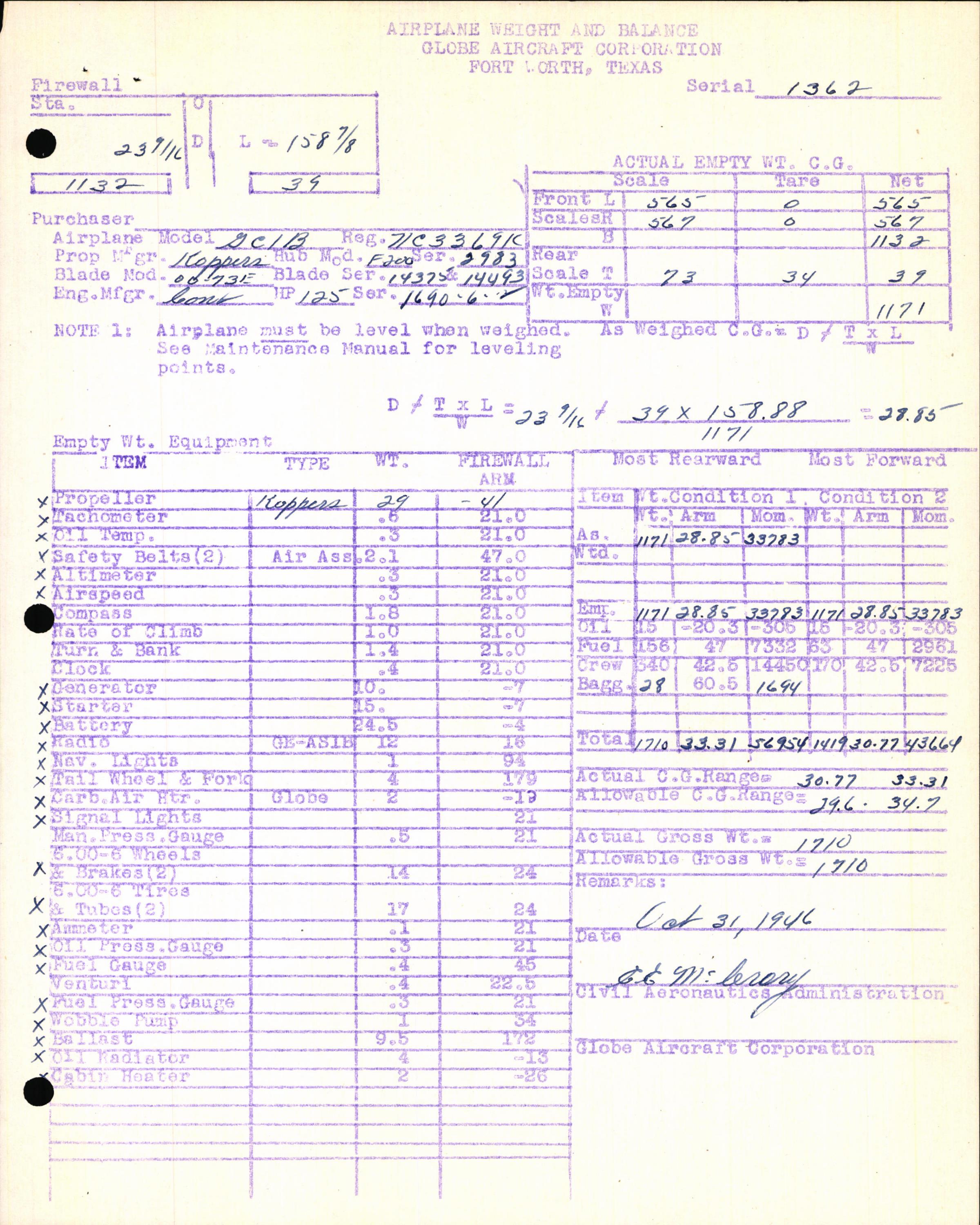 Sample page 7 from AirCorps Library document: Technical Information for Serial Number 1362