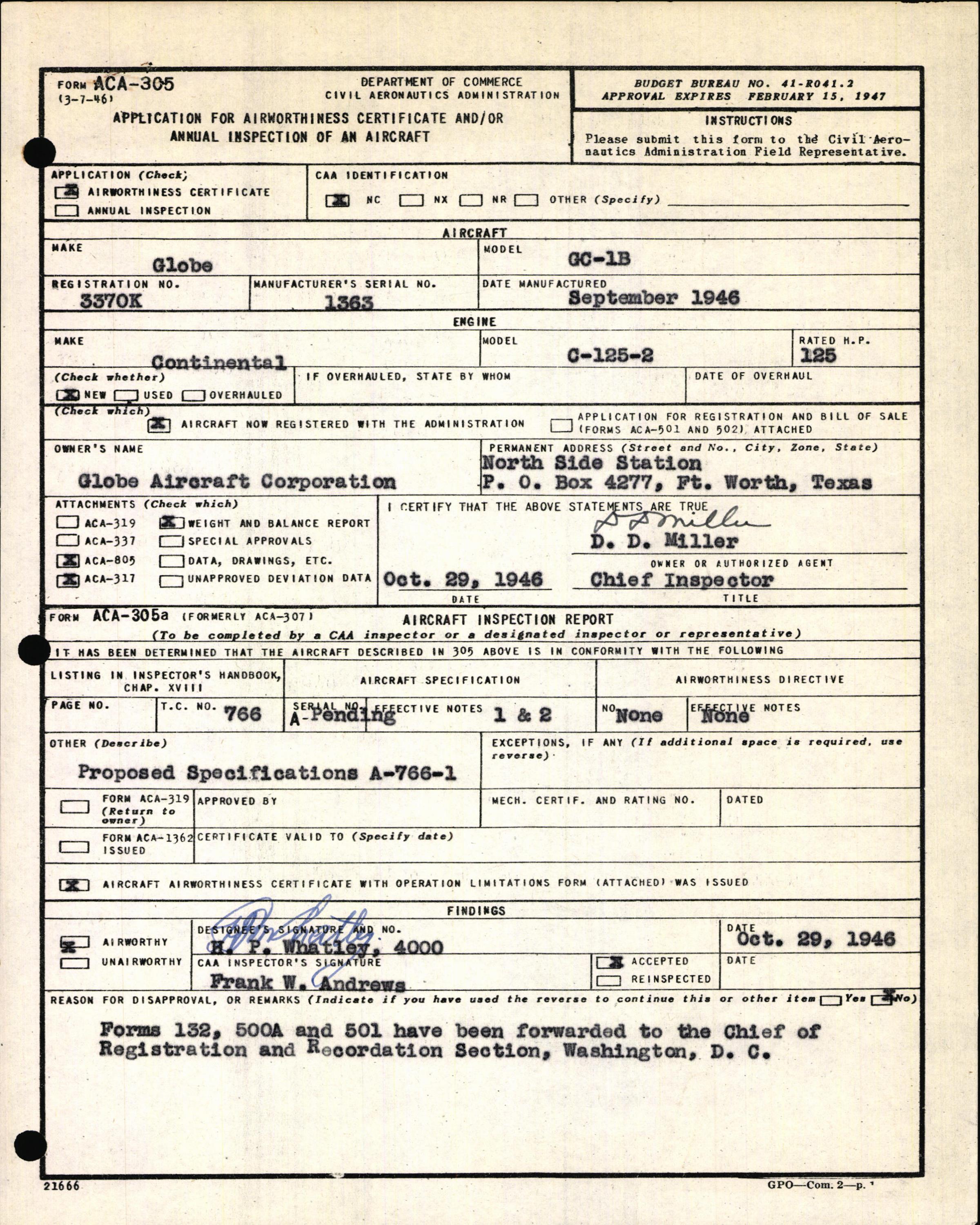 Sample page 3 from AirCorps Library document: Technical Information for Serial Number 1363