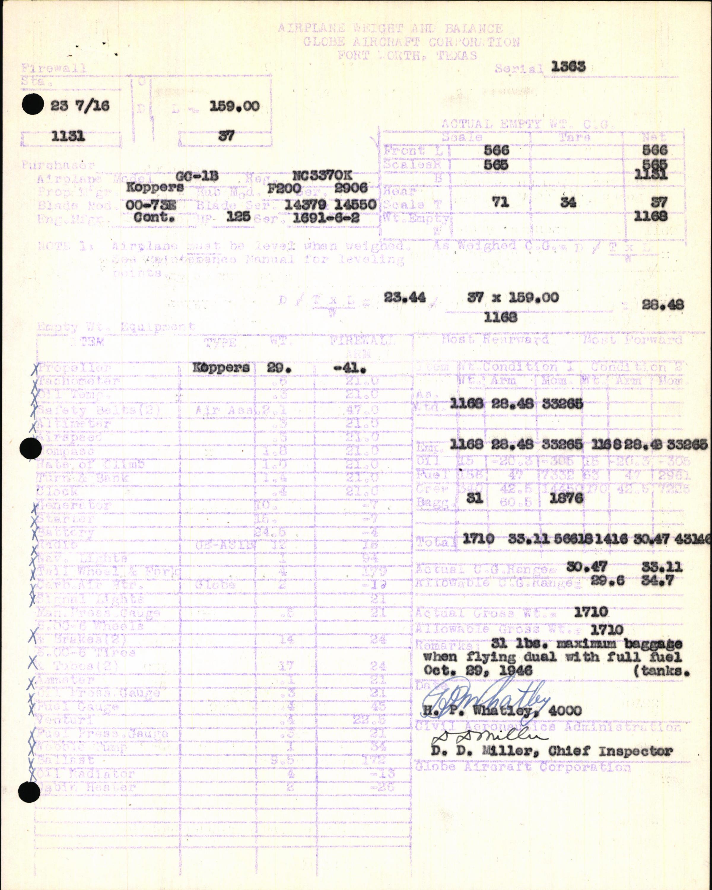 Sample page 5 from AirCorps Library document: Technical Information for Serial Number 1363