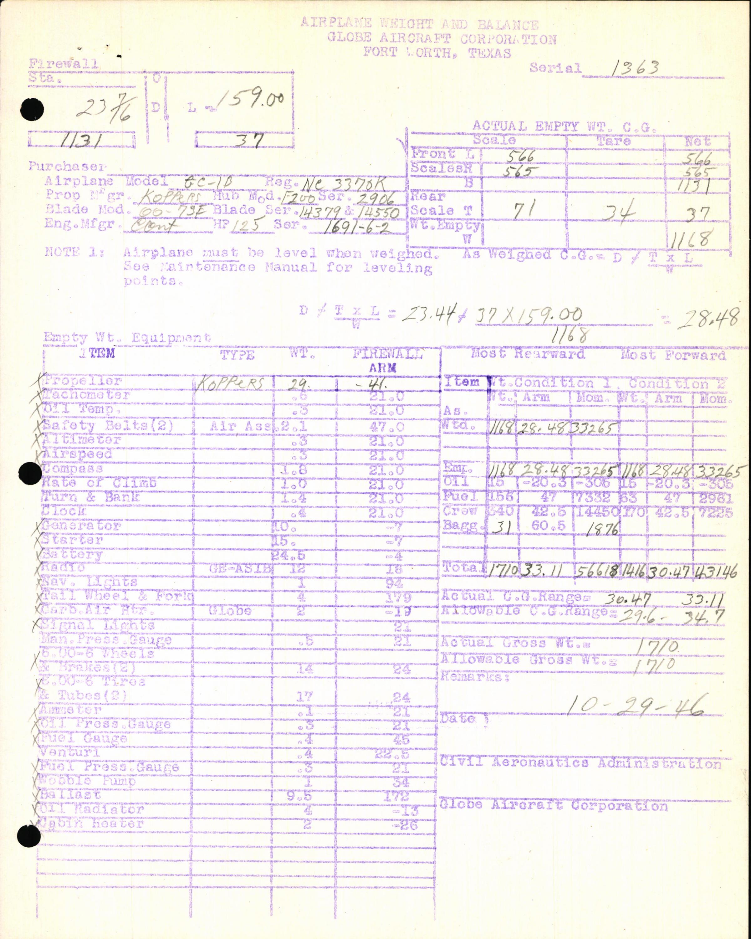 Sample page 7 from AirCorps Library document: Technical Information for Serial Number 1363