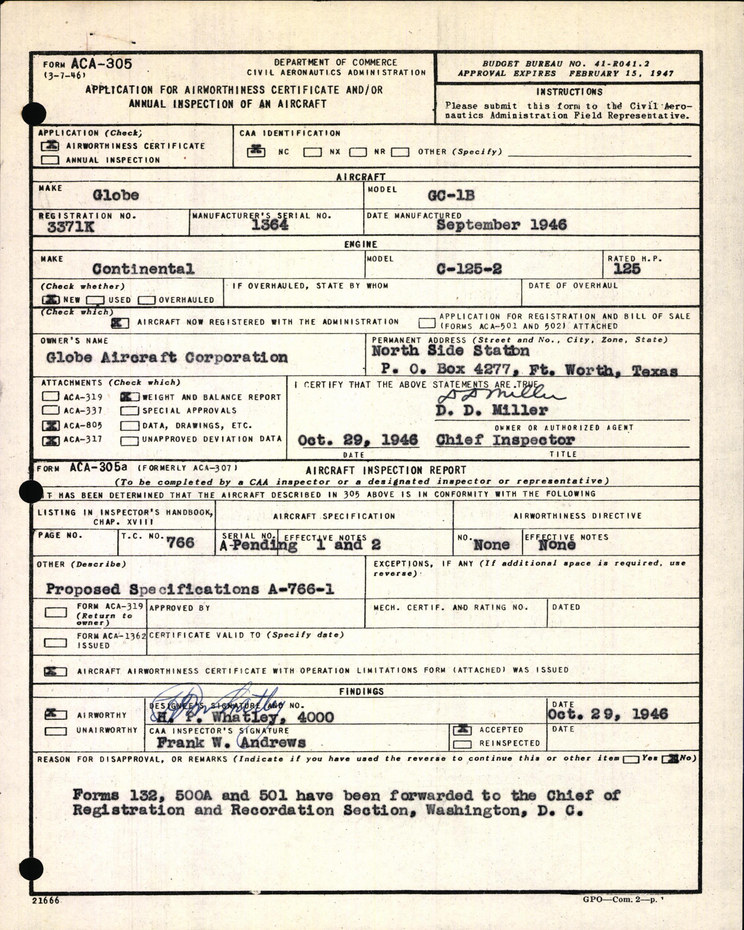 Sample page 3 from AirCorps Library document: Technical Information for Serial Number 1364